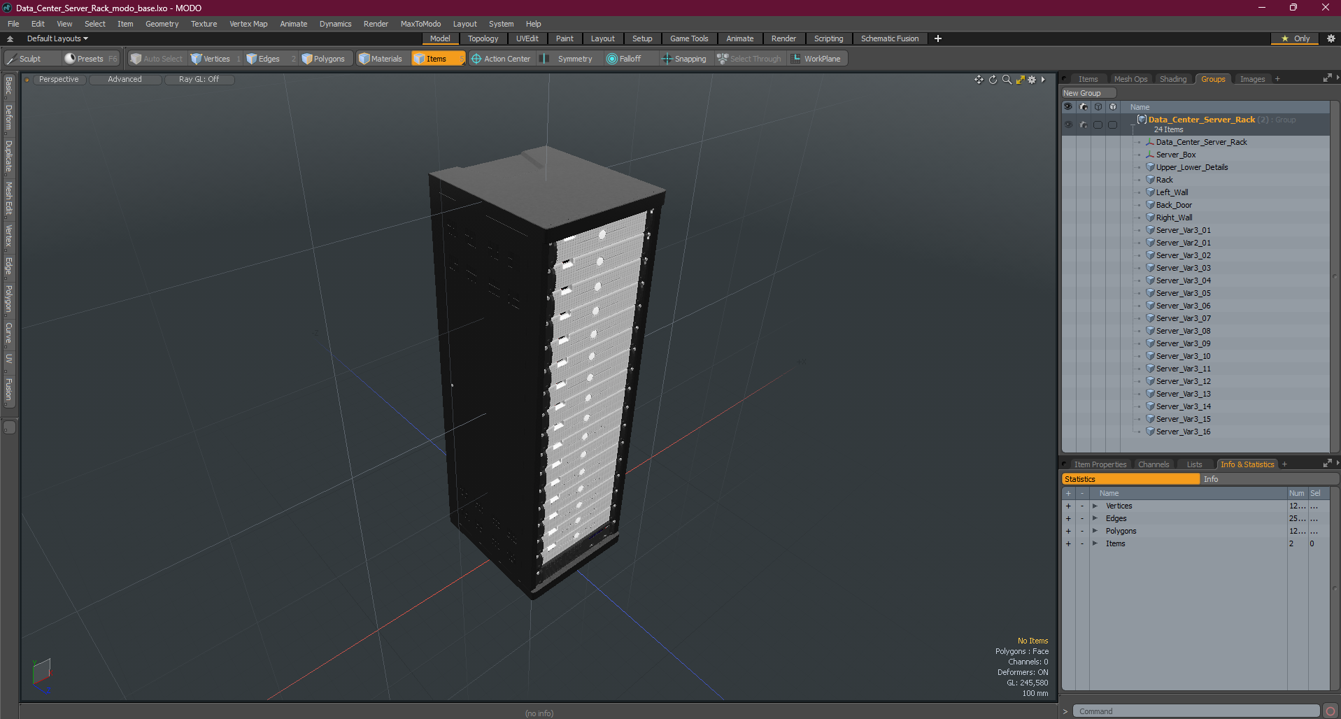 3D Data Center Server Rack model