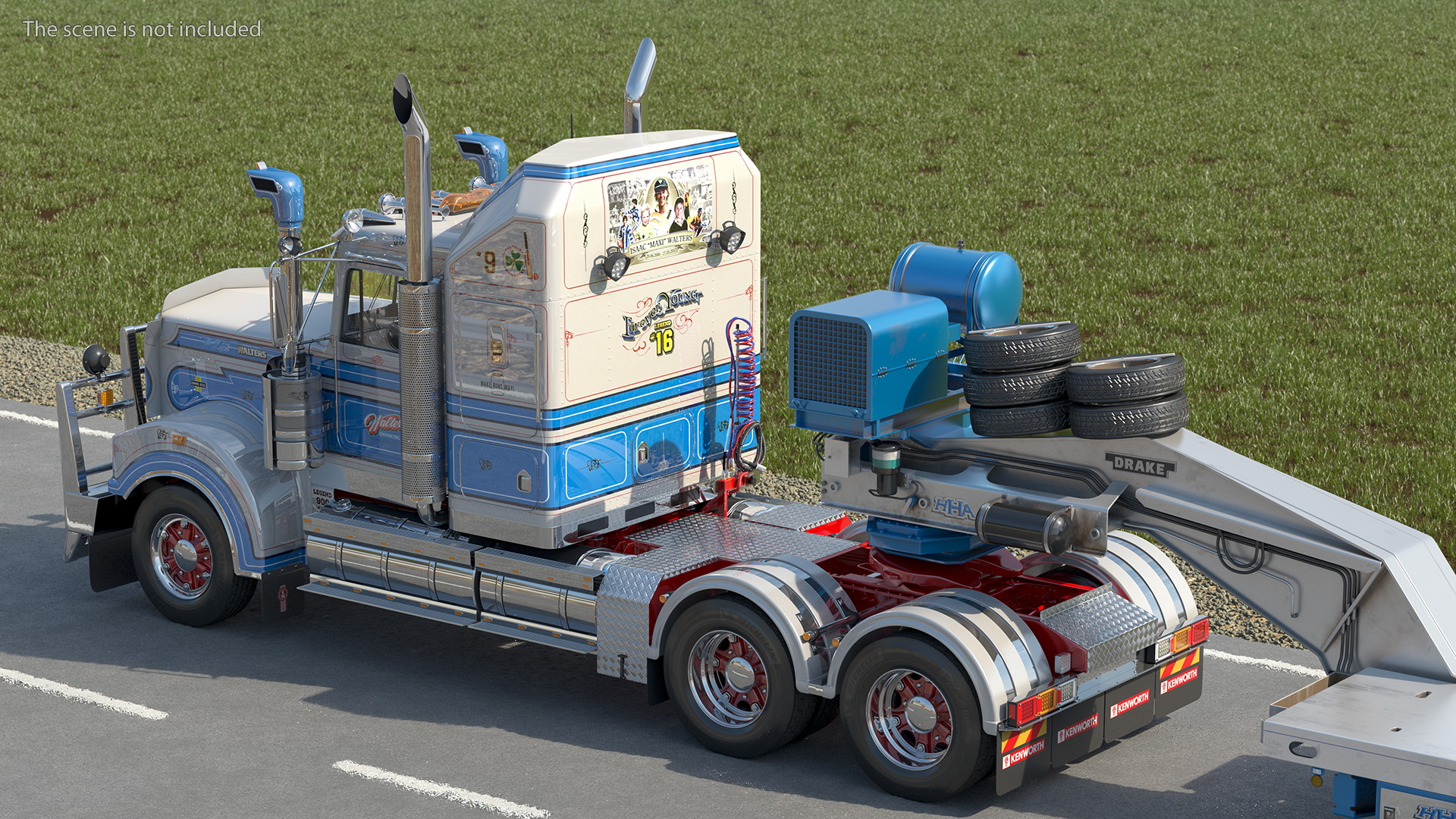 3D Kenworth T900 with Drake Steerable Trailer and Hyundai Loader