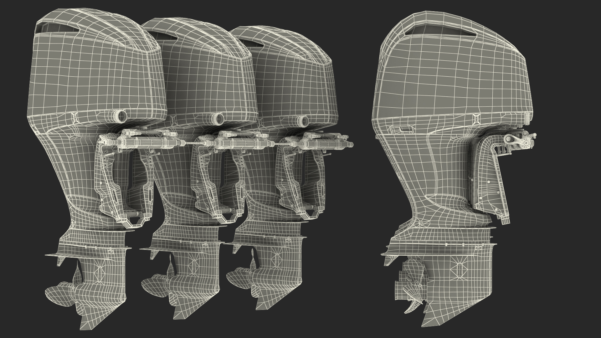 Triple Outboard Motors 3D