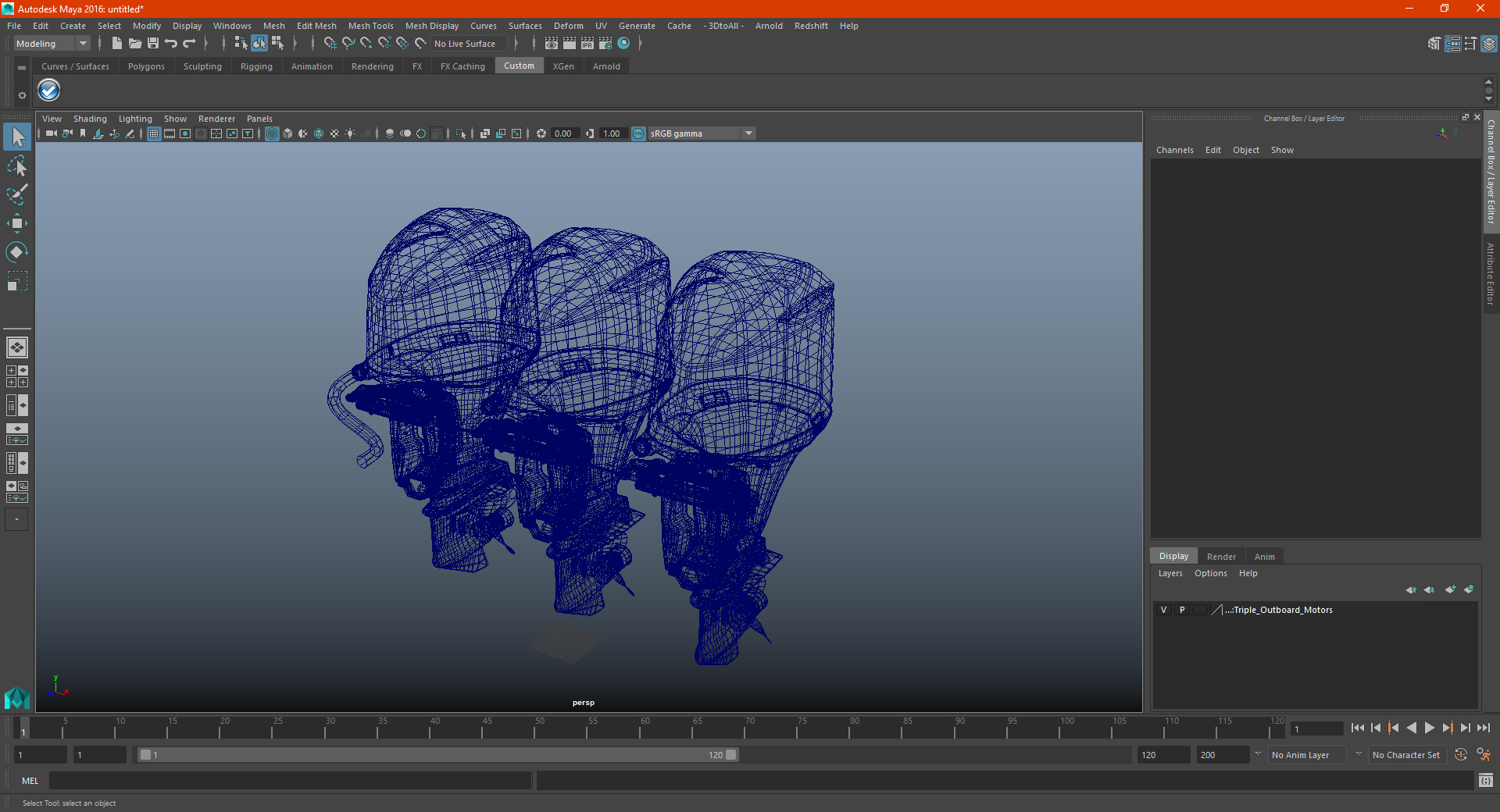 Triple Outboard Motors 3D