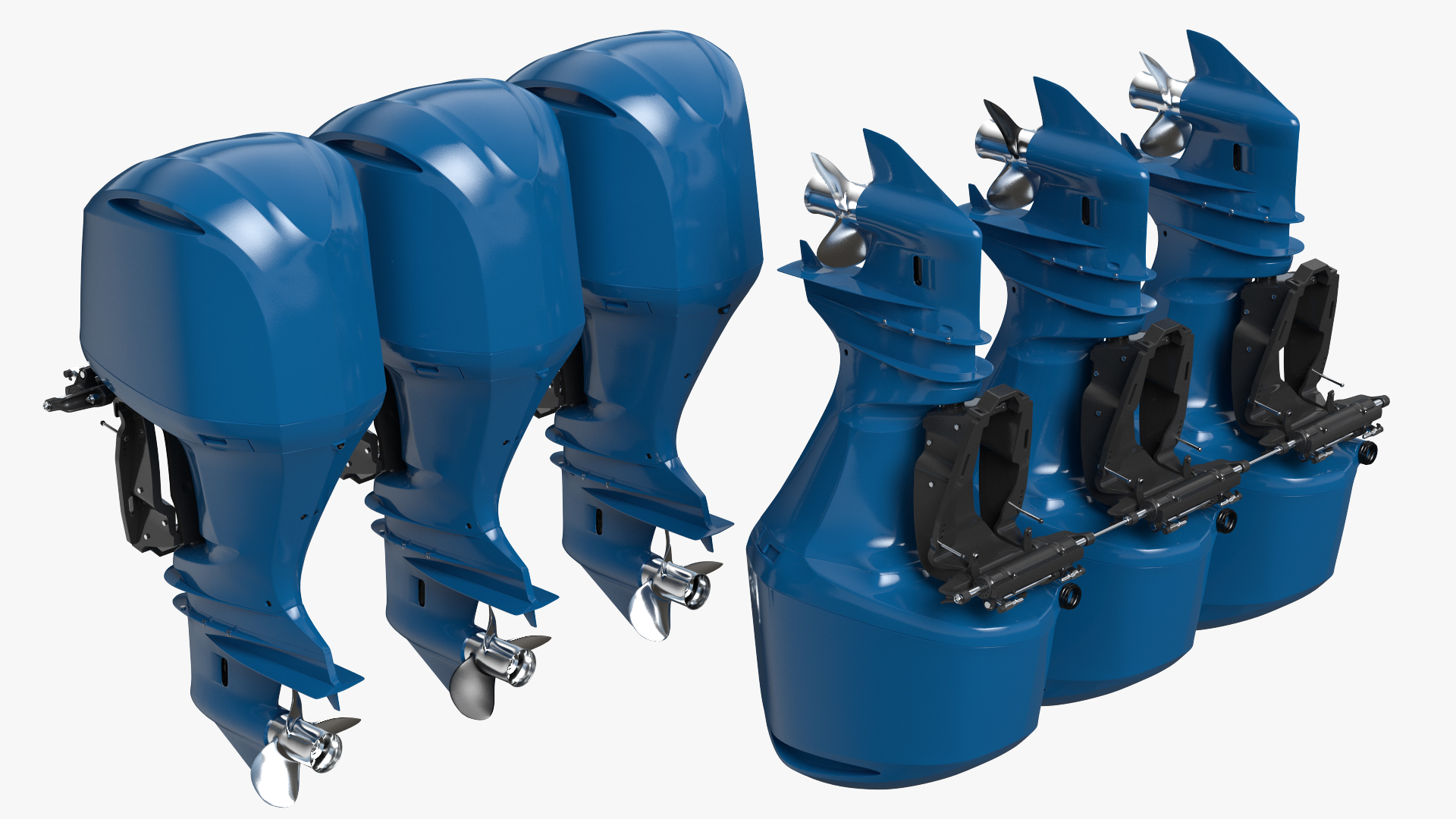 Triple Outboard Motors 3D