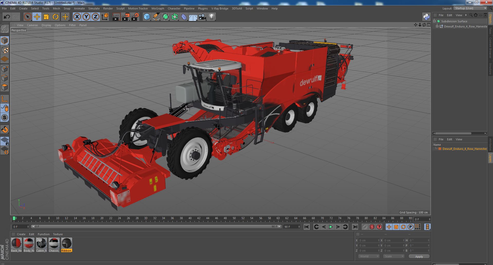 Dewulf Enduro 4-Row Harvester 3D model