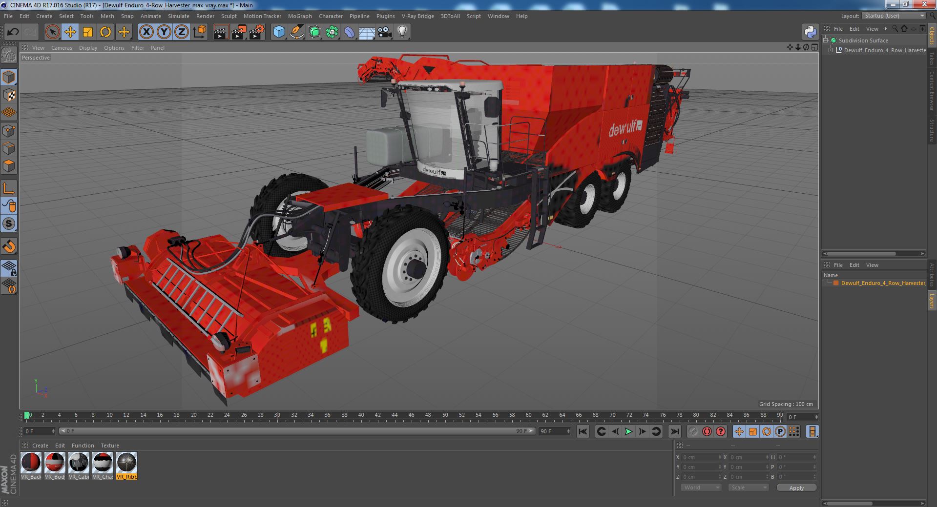 Dewulf Enduro 4-Row Harvester 3D model