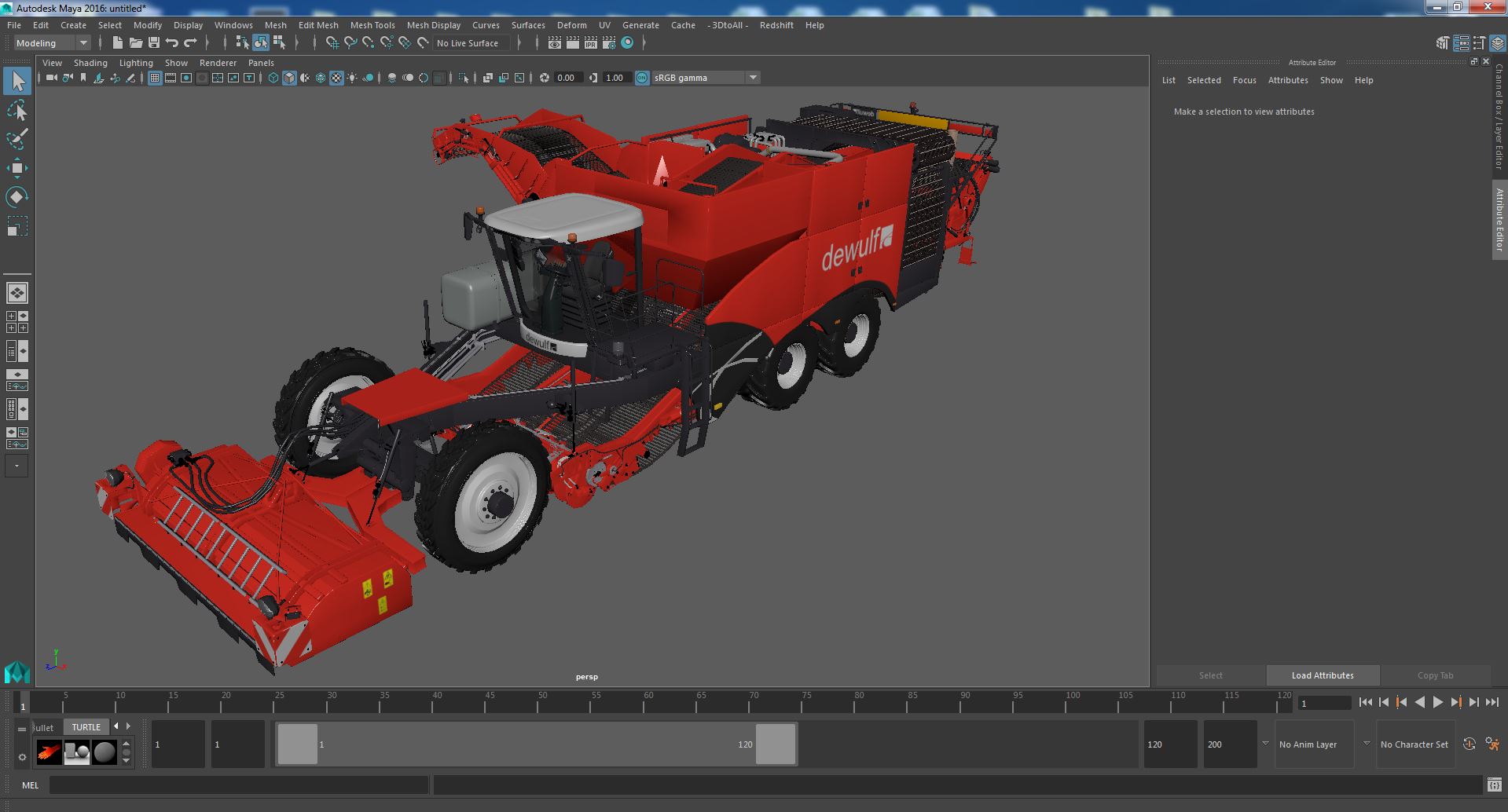 Dewulf Enduro 4-Row Harvester 3D model