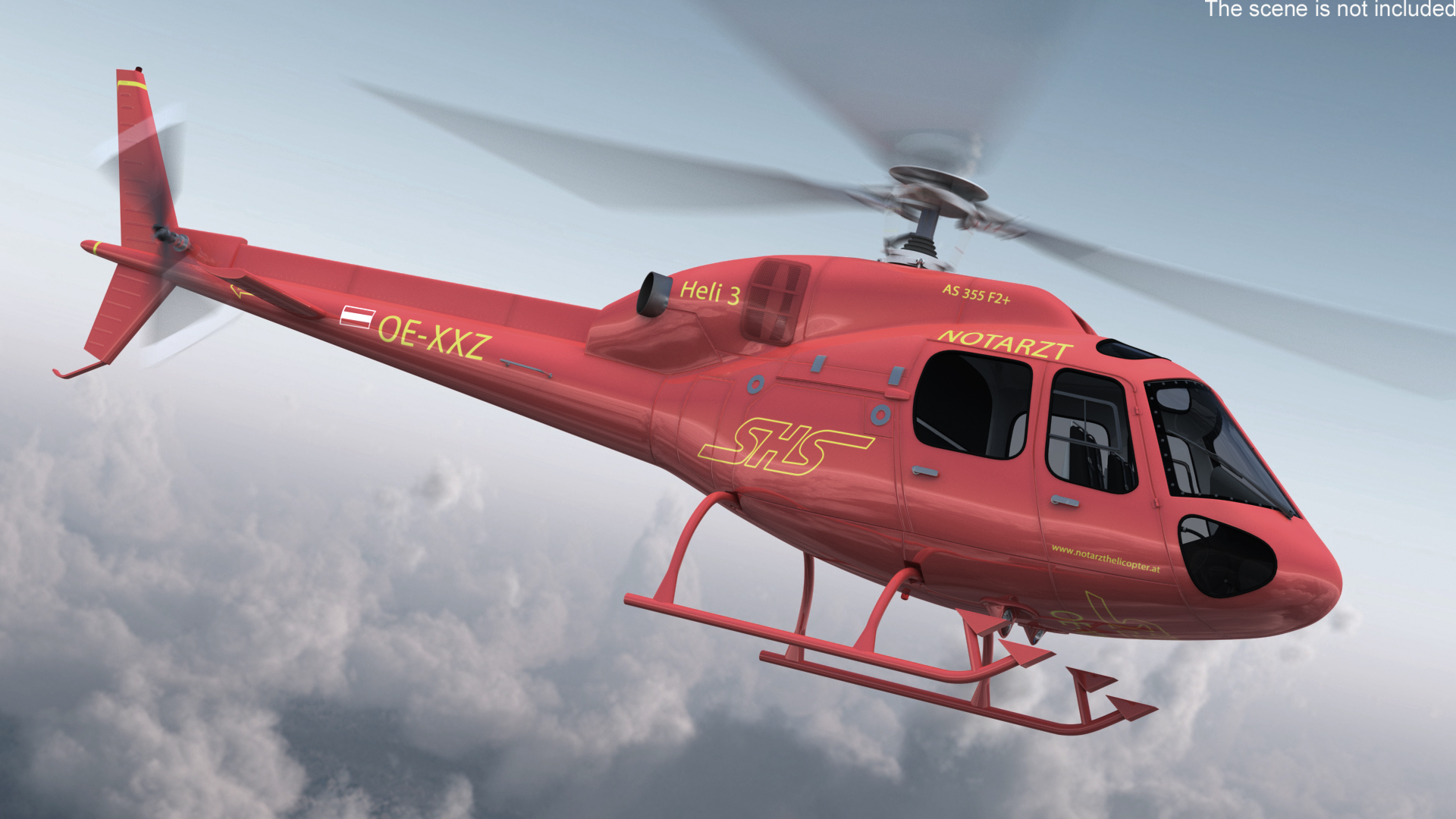 Aviation Services Helicopter Eurocopter AS355 Rigged 3D