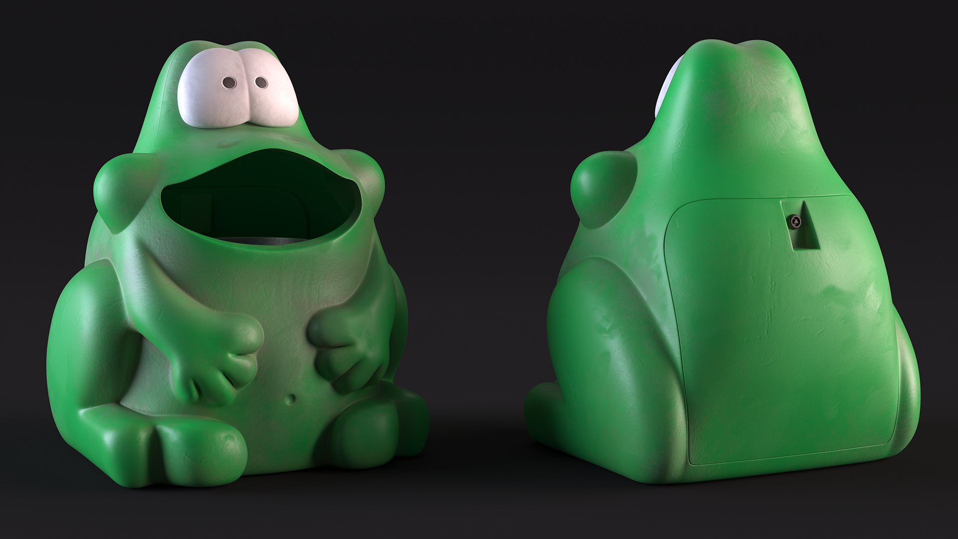 3D Used Frog-Shaped Trash Can