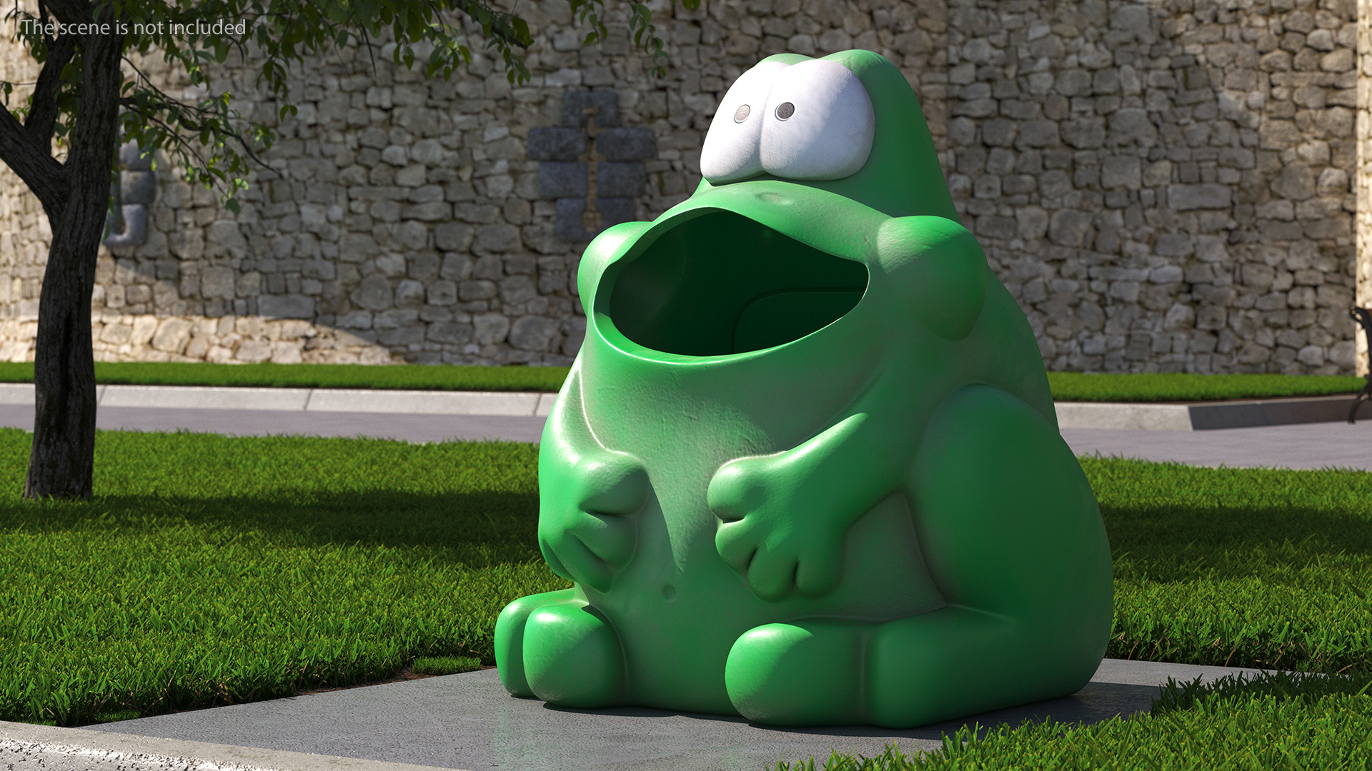 3D Used Frog-Shaped Trash Can