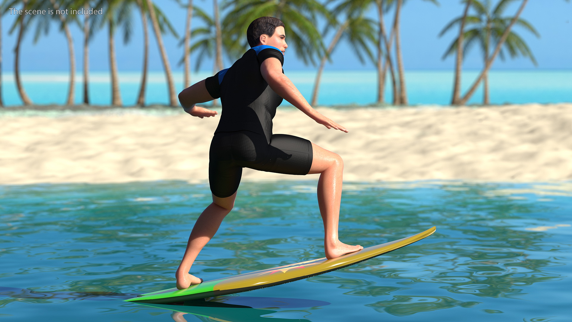 3D Man On Surfboard