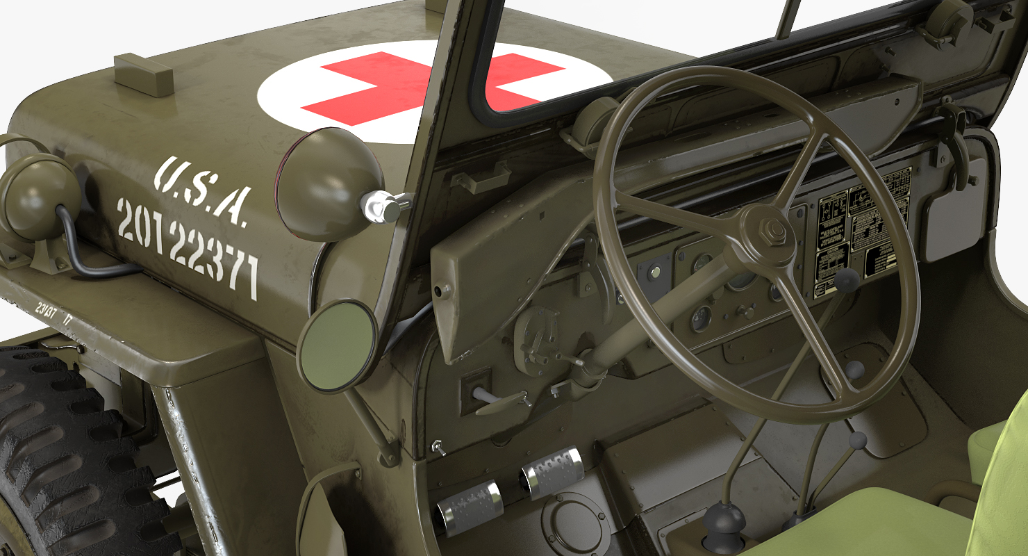 3D model Jeep Willys 1944 Convertible Ambulance Rigged