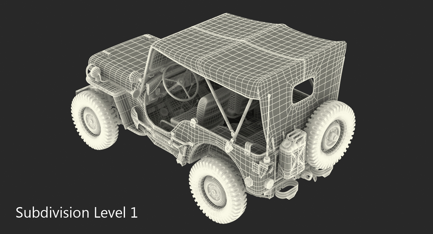 3D model Jeep Willys 1944 Convertible Ambulance Rigged