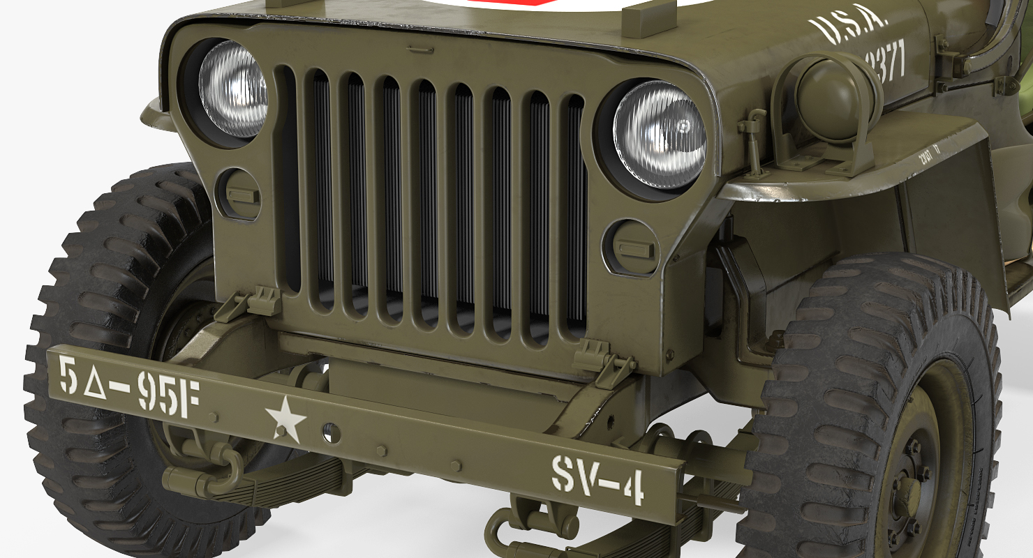 3D model Jeep Willys 1944 Convertible Ambulance Rigged