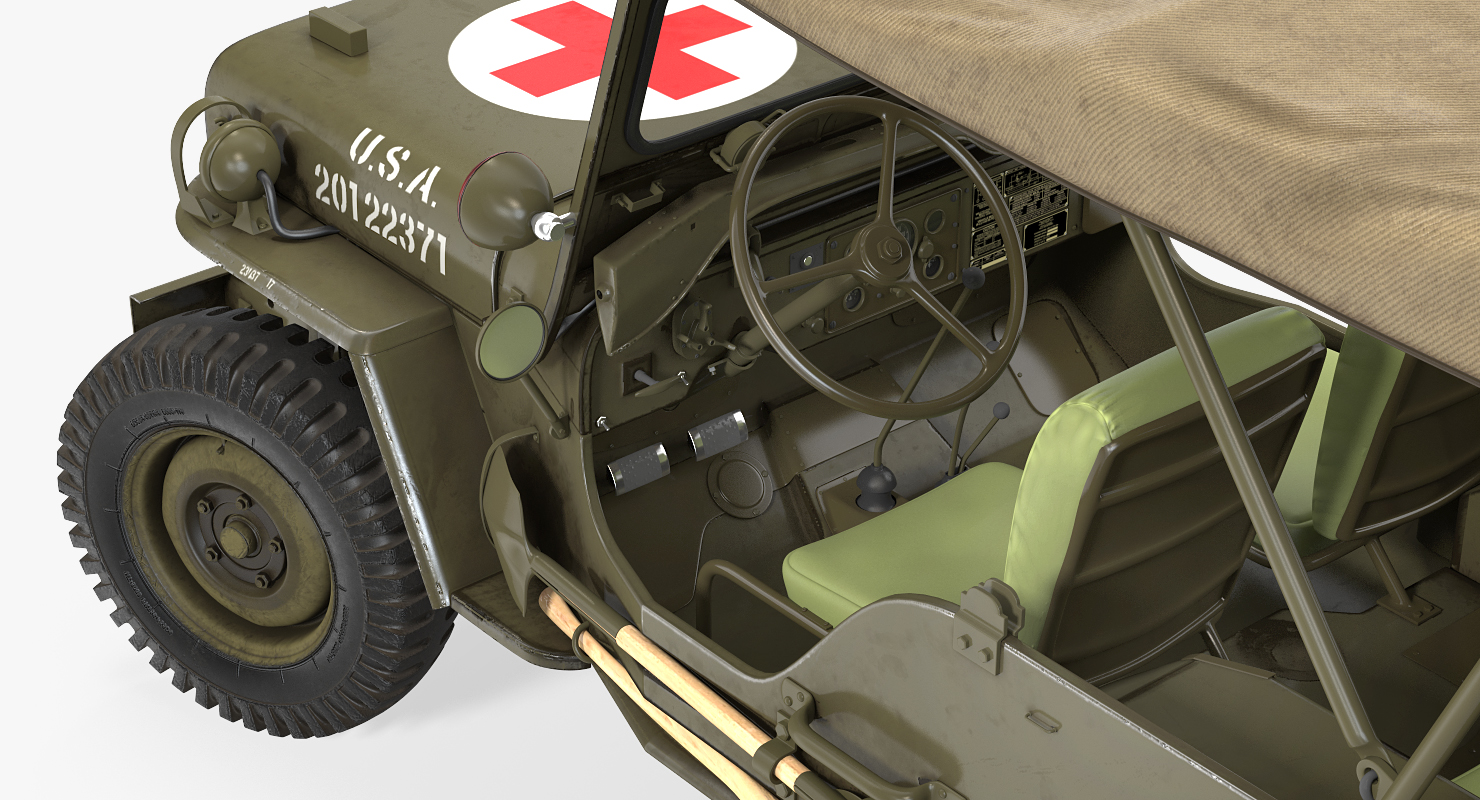 3D model Jeep Willys 1944 Convertible Ambulance Rigged