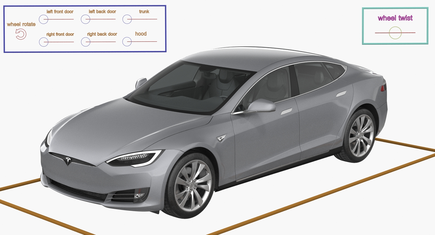 3D Tesla Model S 60 2017 Rigged model