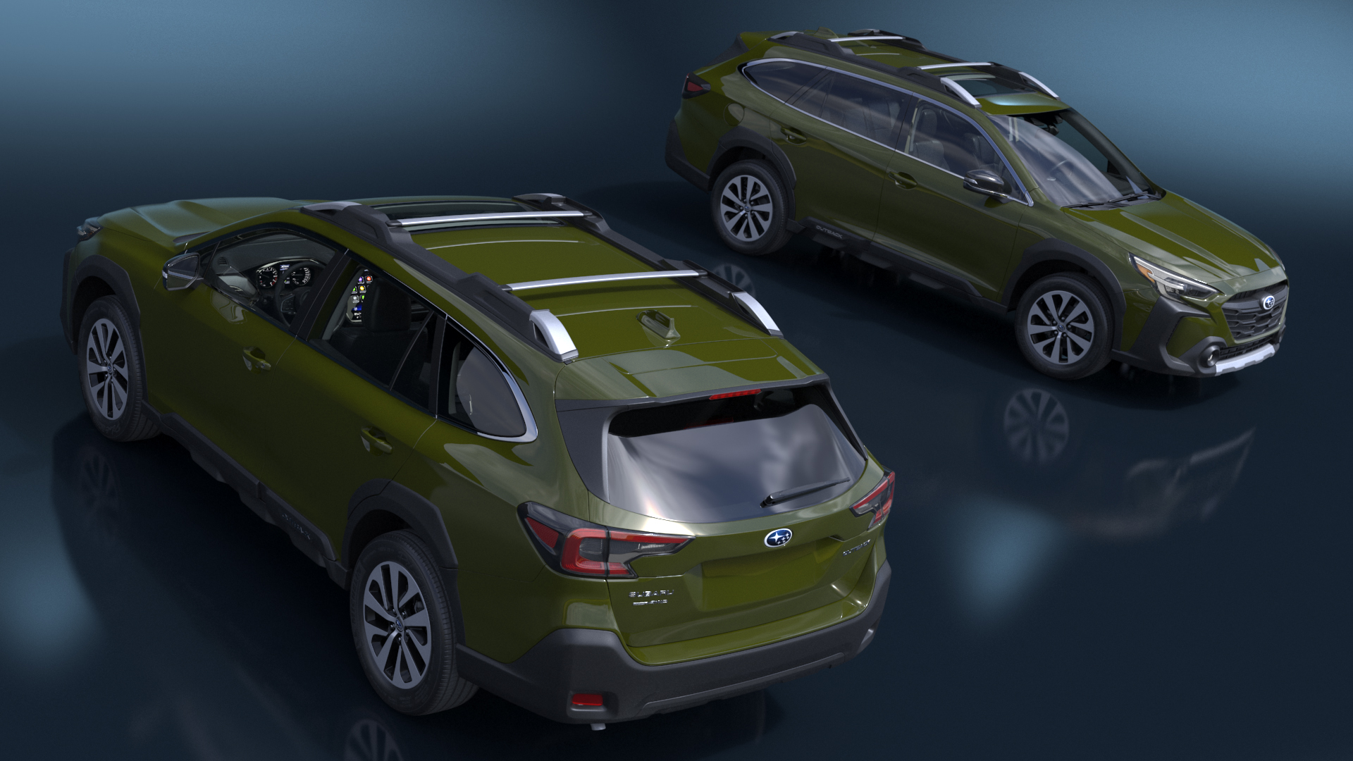 3D Subaru Outback 2025 Green Simplified