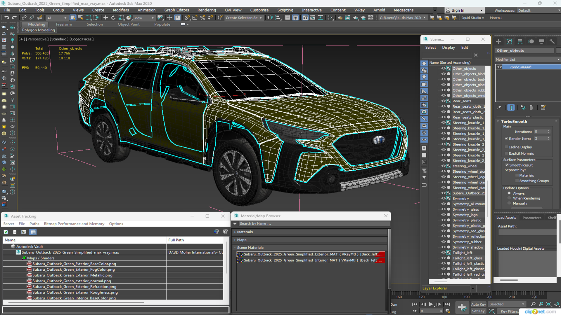 3D Subaru Outback 2025 Green Simplified