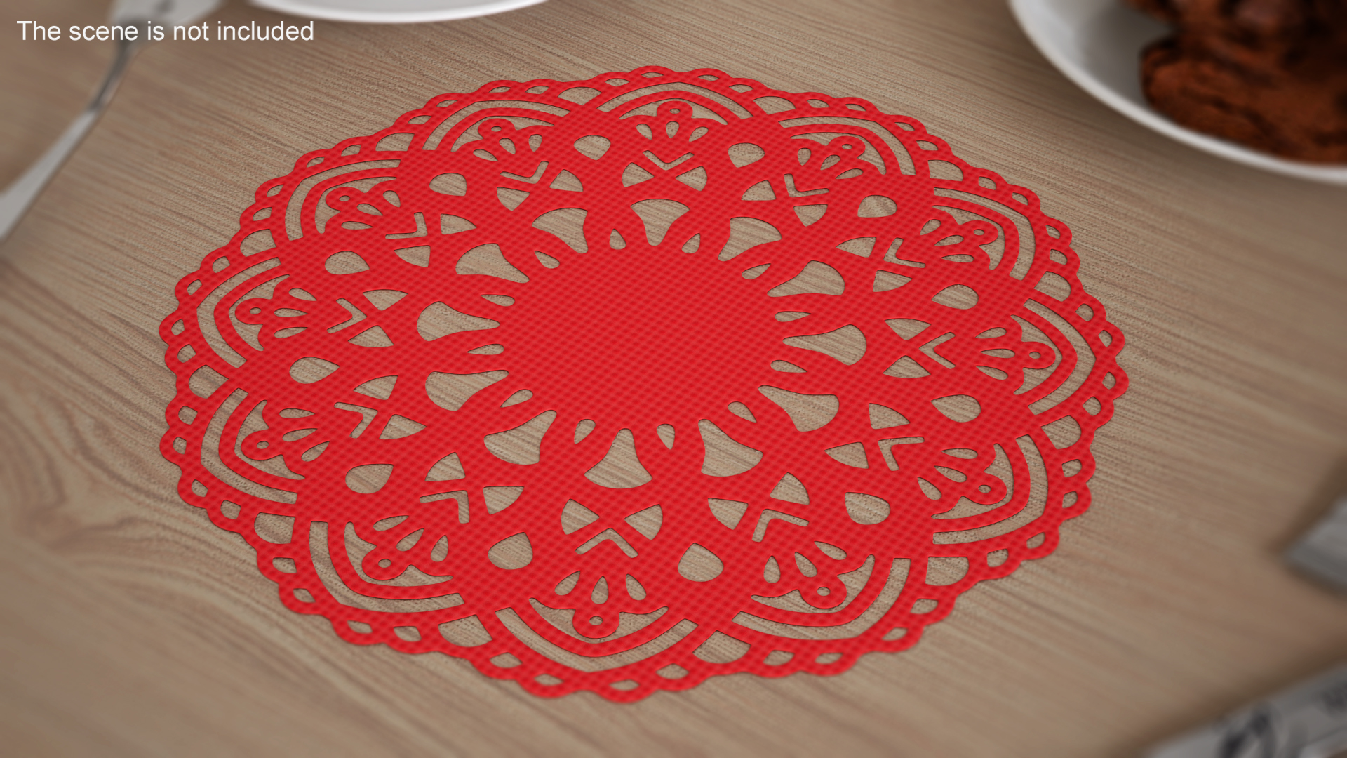 Round Paper Lace Doilie Red 3D