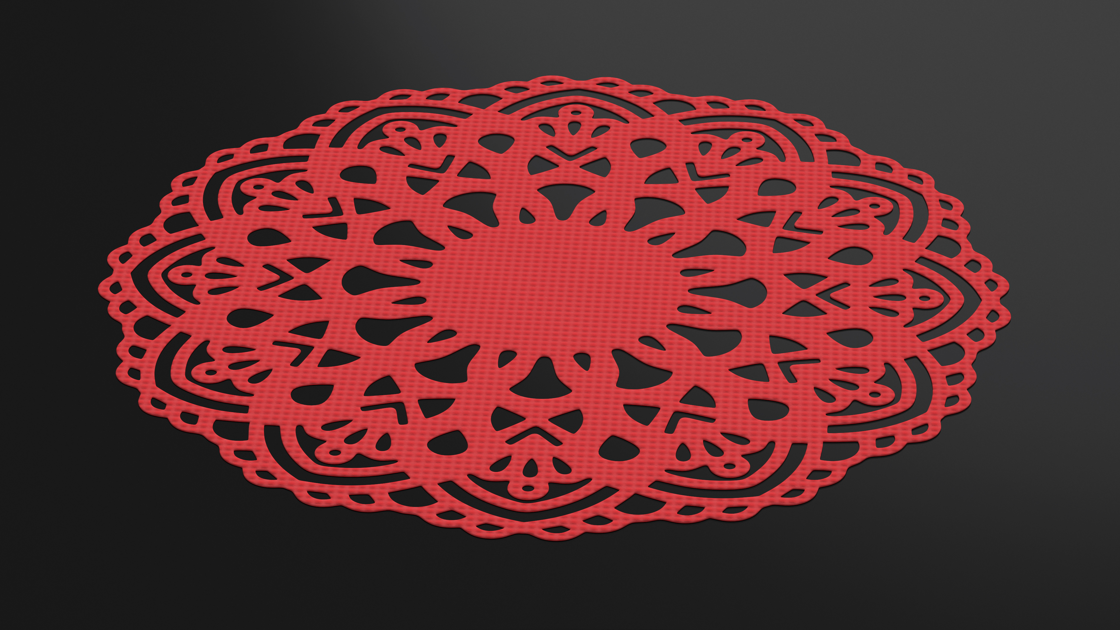 Round Paper Lace Doilie Red 3D