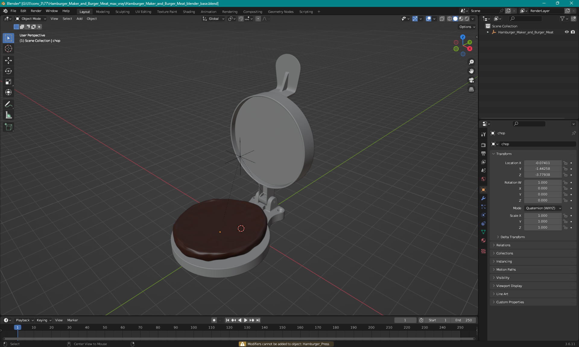 3D Hamburger Maker and Burger Meat