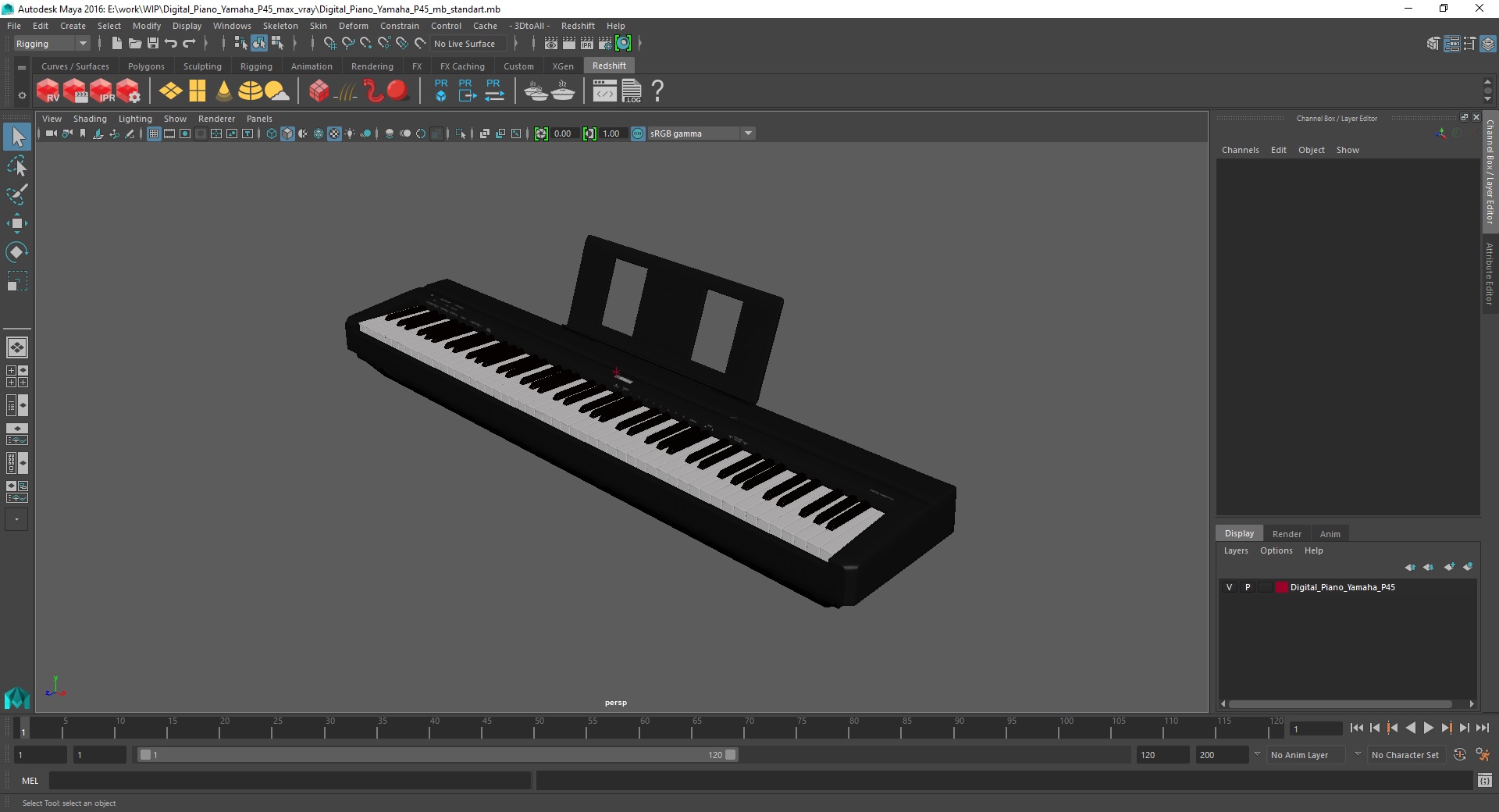 Digital Piano Yamaha P45 3D model