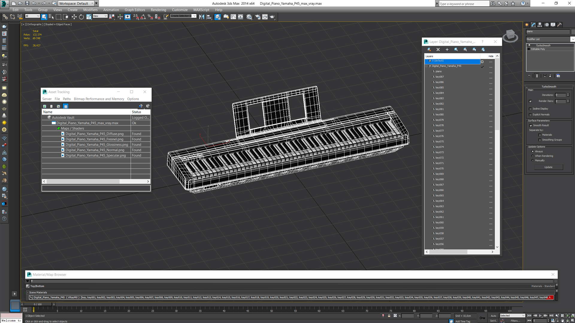 Digital Piano Yamaha P45 3D model