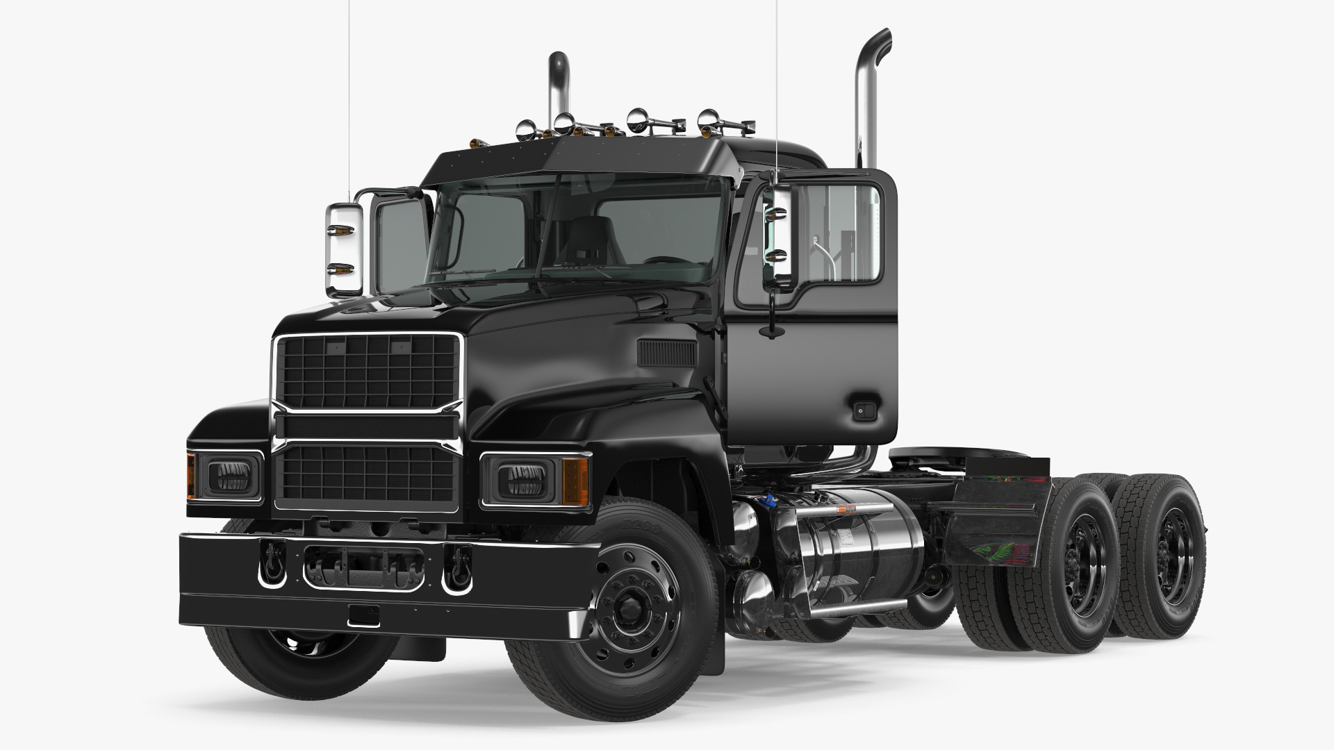 3D Commercial Truck Black Rigged for Cinema 4D model