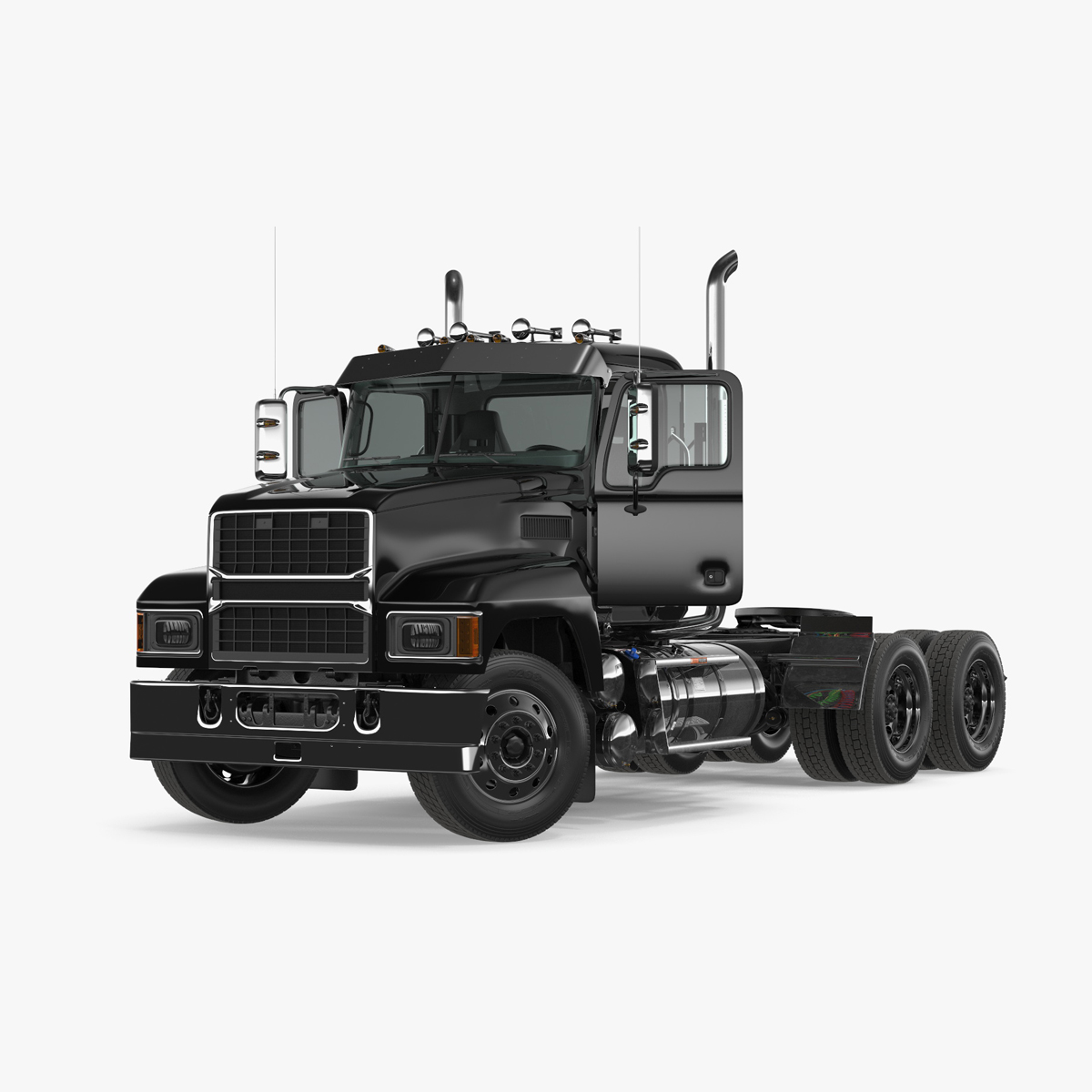 3D Commercial Truck Black Rigged for Cinema 4D model