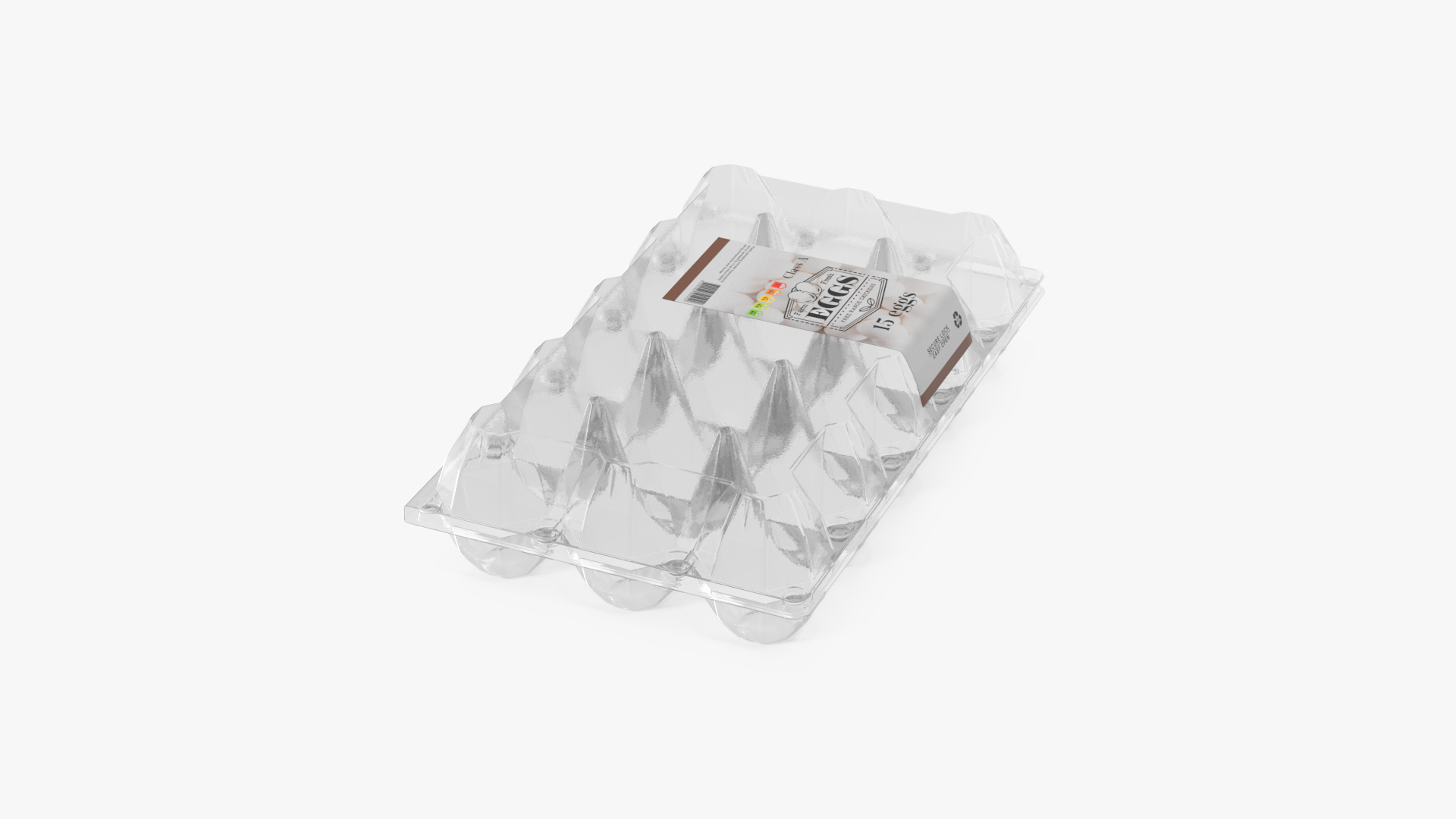 Empty Egg Plastic Packaging for 15 Chicken Eggs 3D