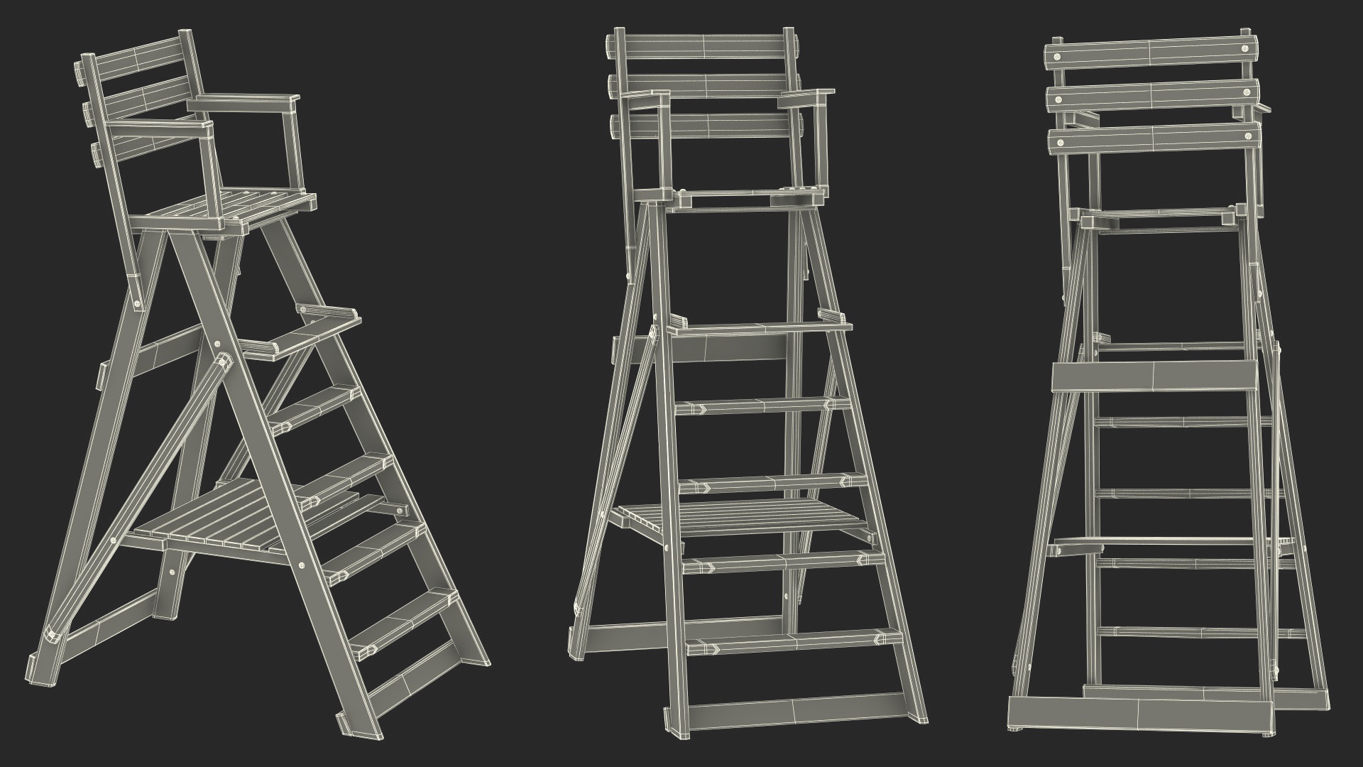 Wooden Umpire Chair 3D model