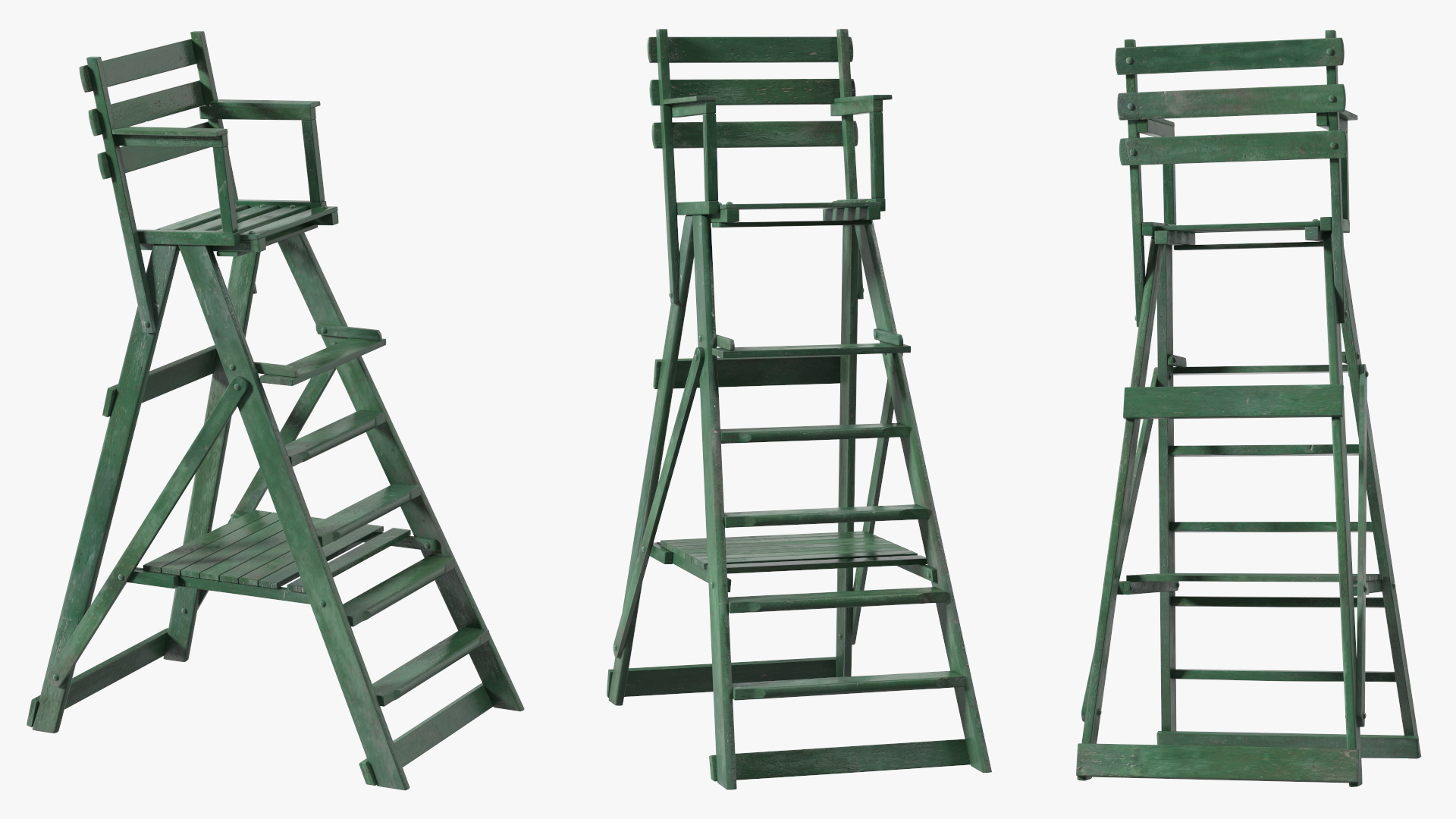 Wooden Umpire Chair 3D model