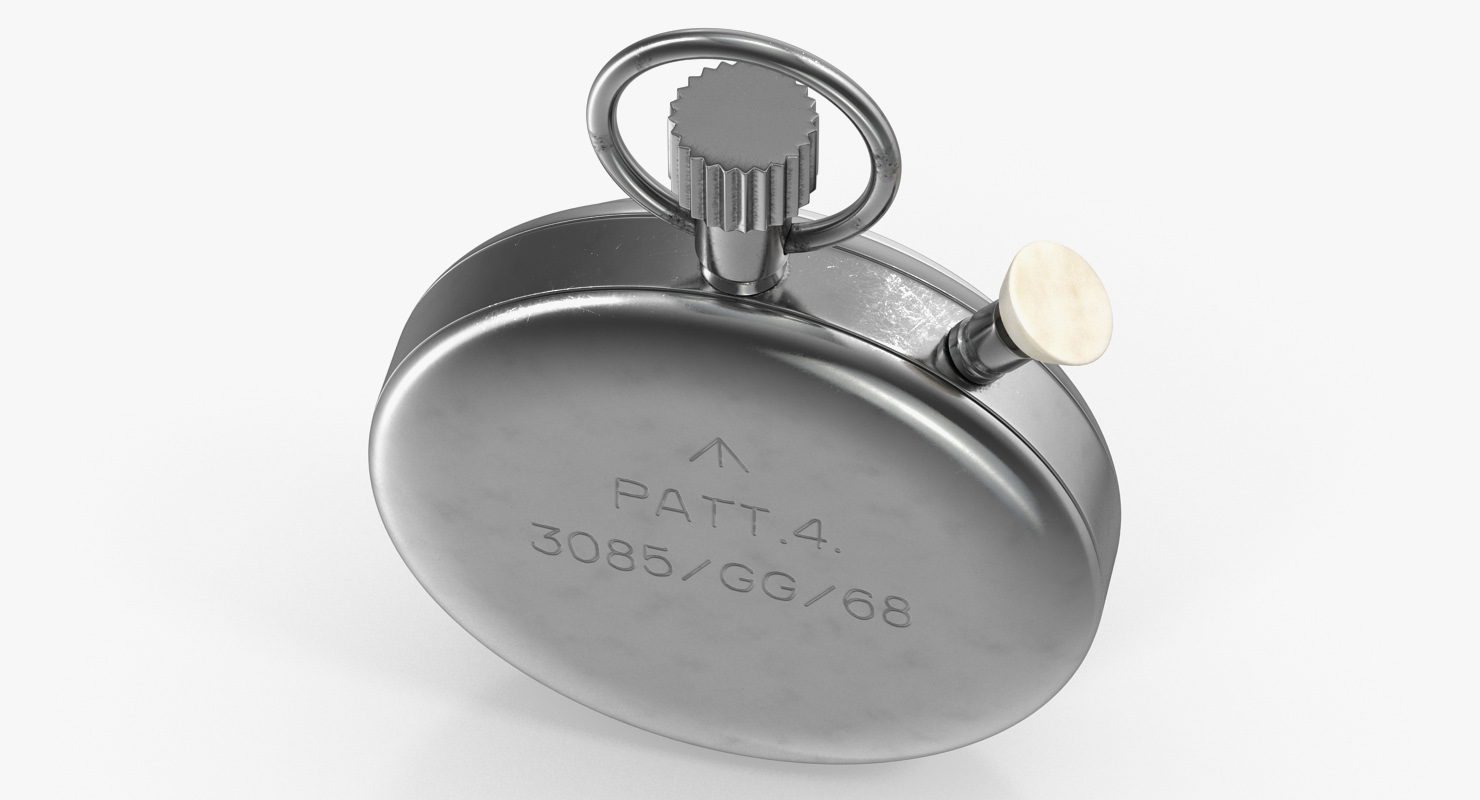 3D Stainless Steel Analogue Pocket Stopwatch