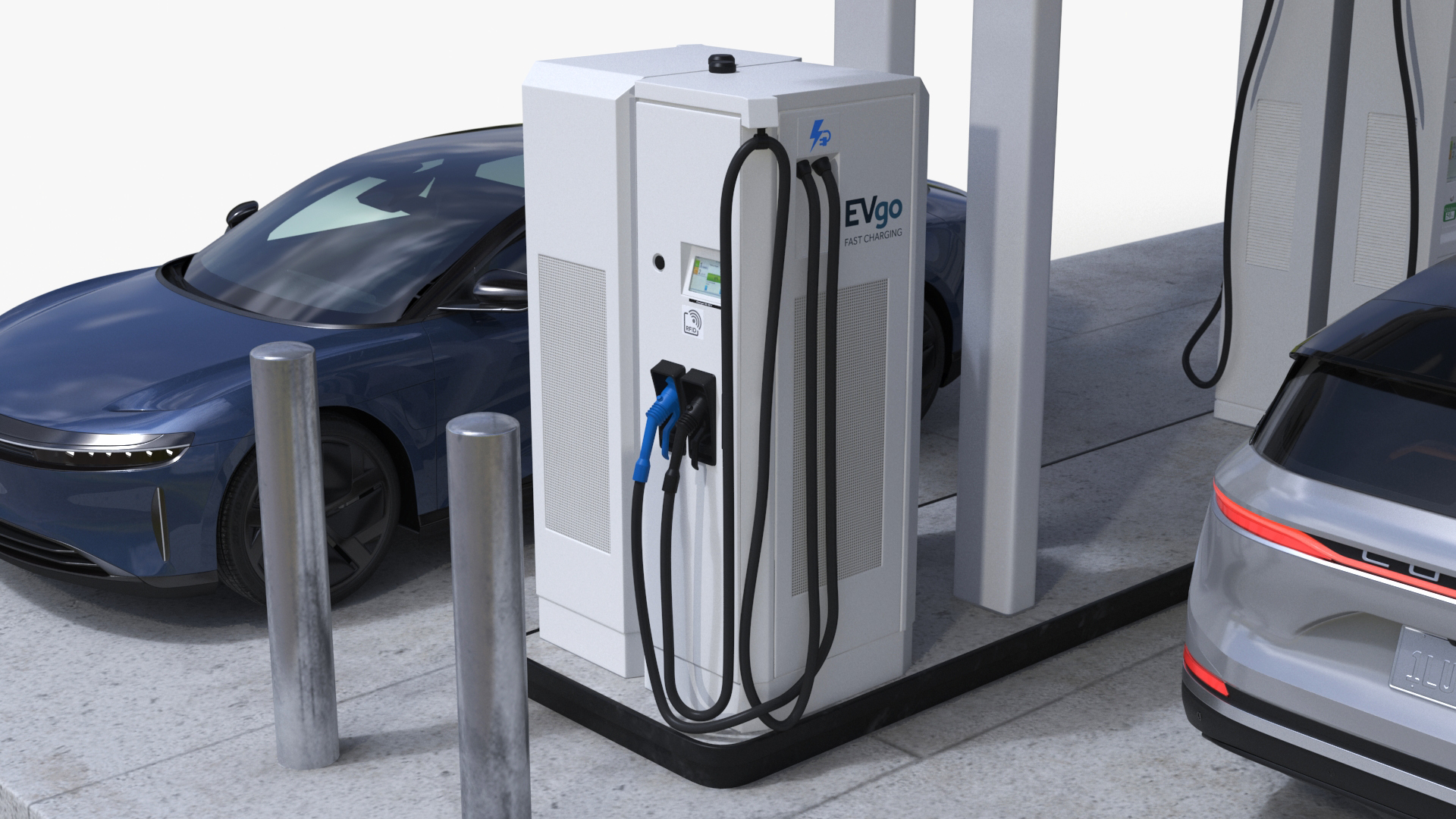 Lucid Electric Cars on EVgo Fast Charging Station 3D model