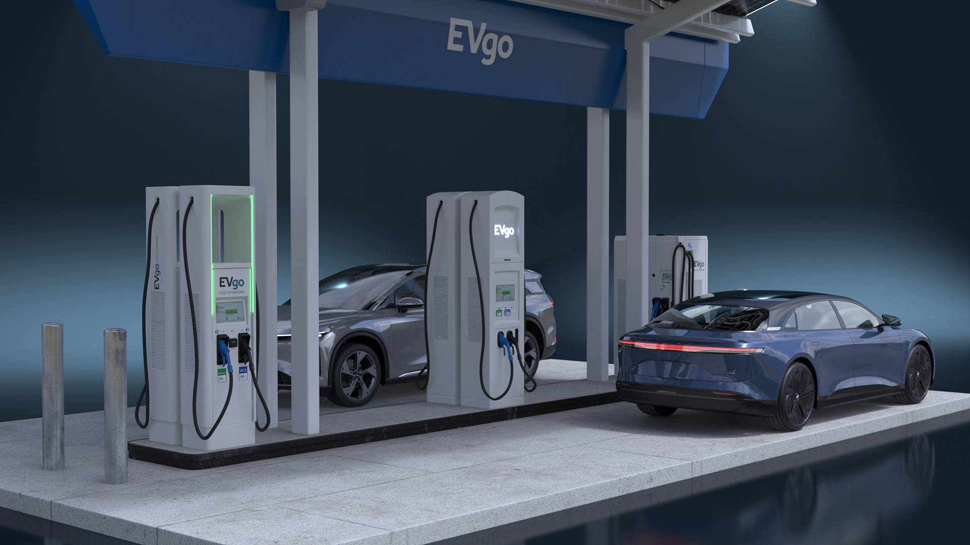 Lucid Electric Cars on EVgo Fast Charging Station 3D model