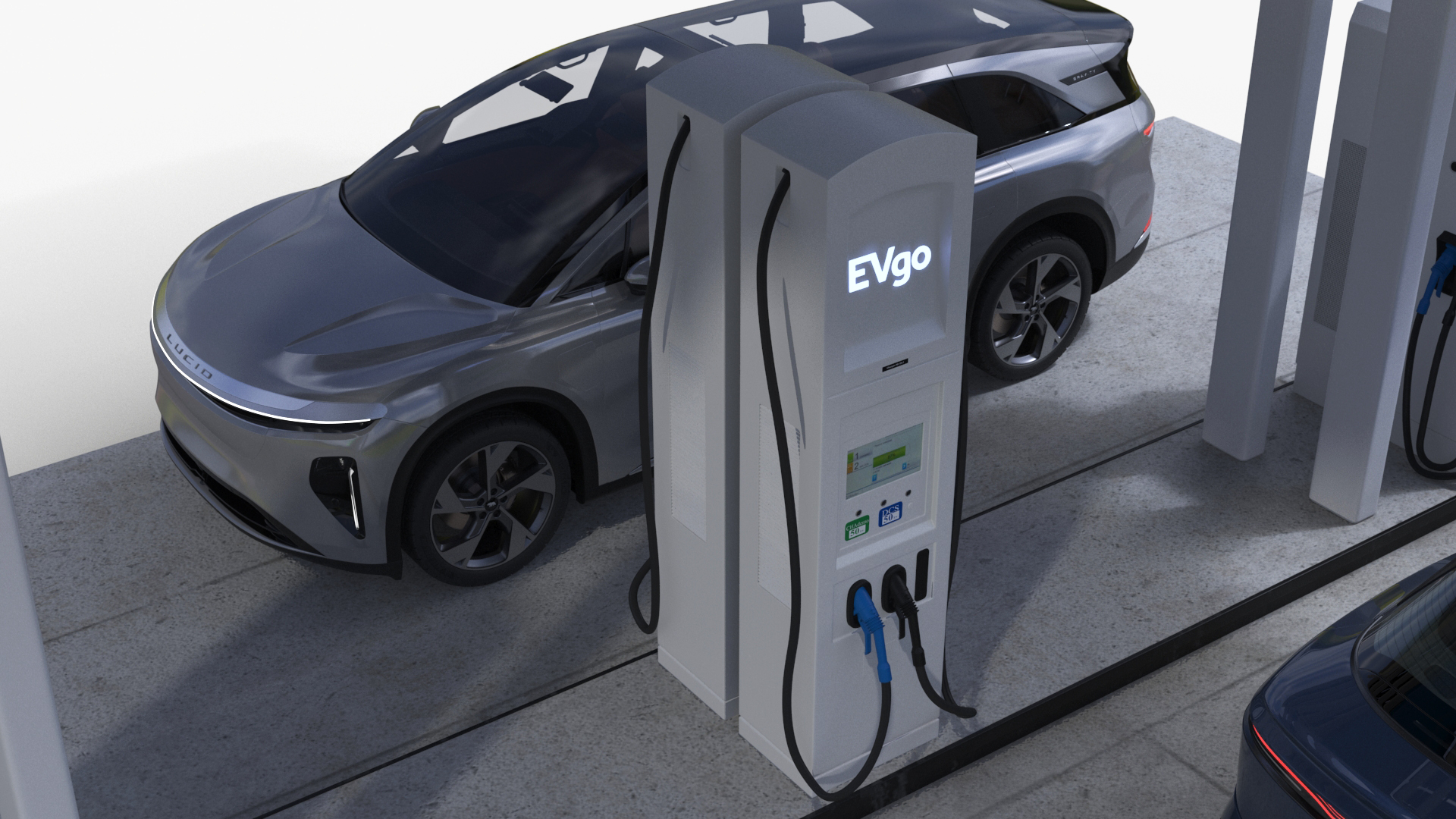 Lucid Electric Cars on EVgo Fast Charging Station 3D model