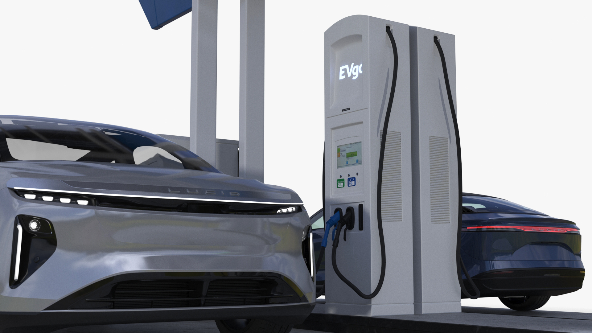 Lucid Electric Cars on EVgo Fast Charging Station 3D model