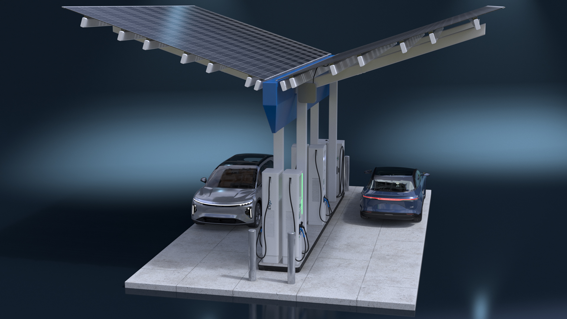 Lucid Electric Cars on EVgo Fast Charging Station 3D model