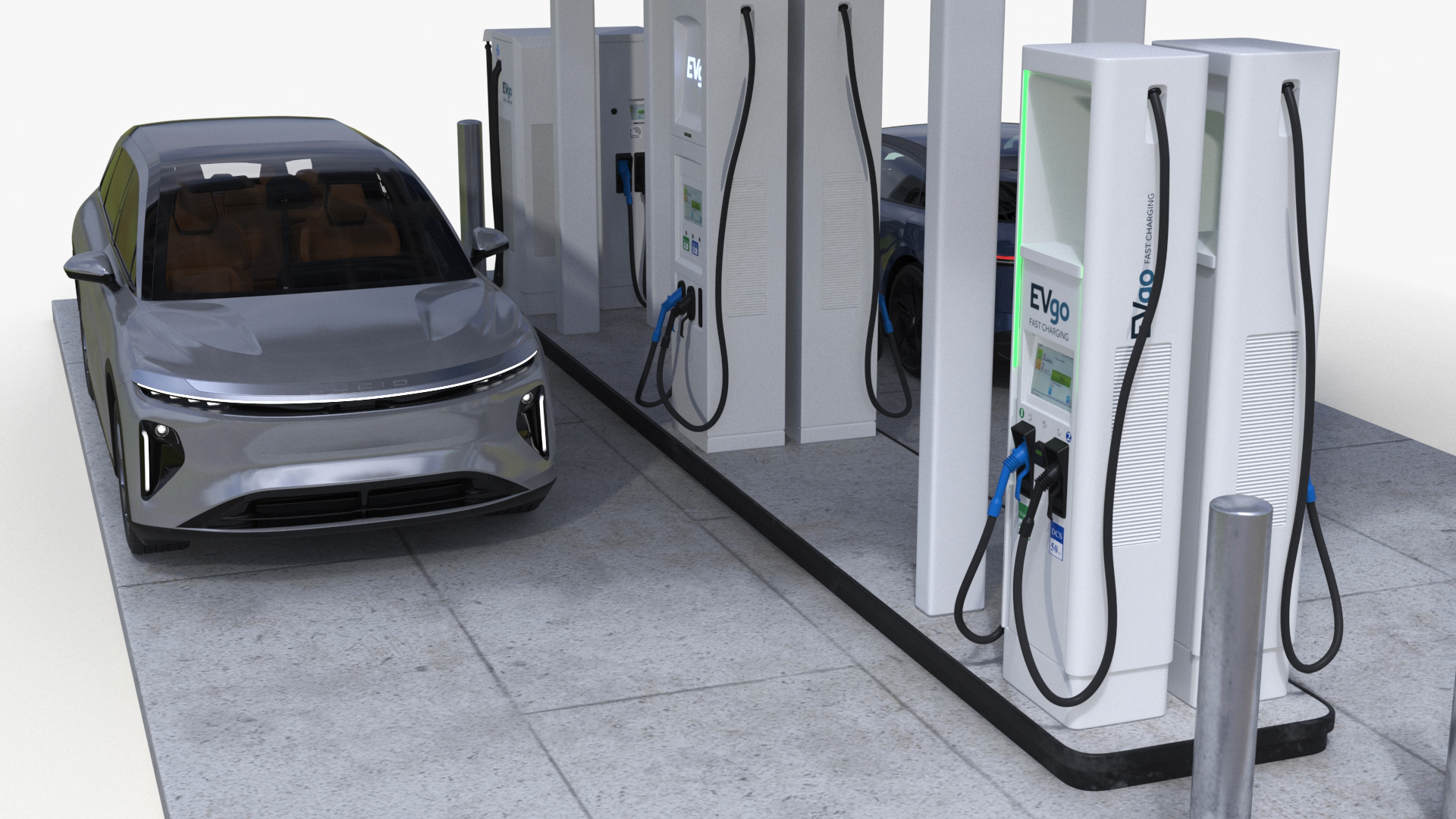 Lucid Electric Cars on EVgo Fast Charging Station 3D model