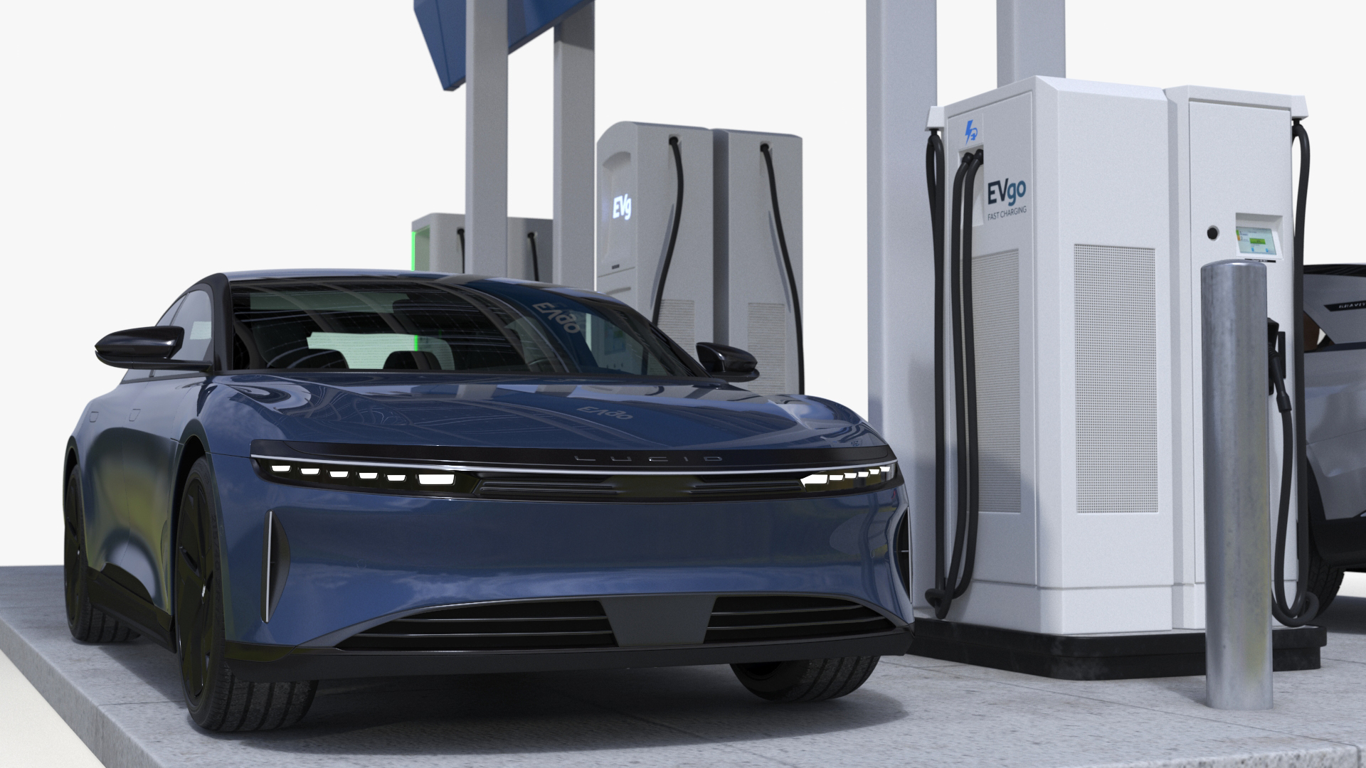 Lucid Electric Cars on EVgo Fast Charging Station 3D model