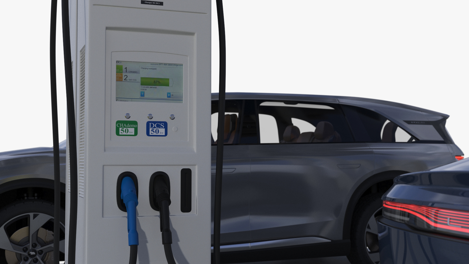 Lucid Electric Cars on EVgo Fast Charging Station 3D model