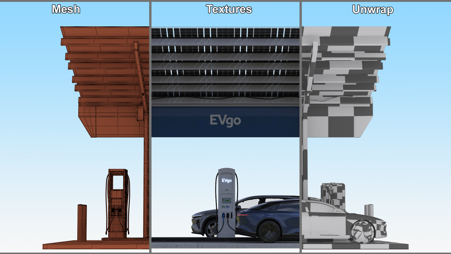 Lucid Electric Cars on EVgo Fast Charging Station 3D model