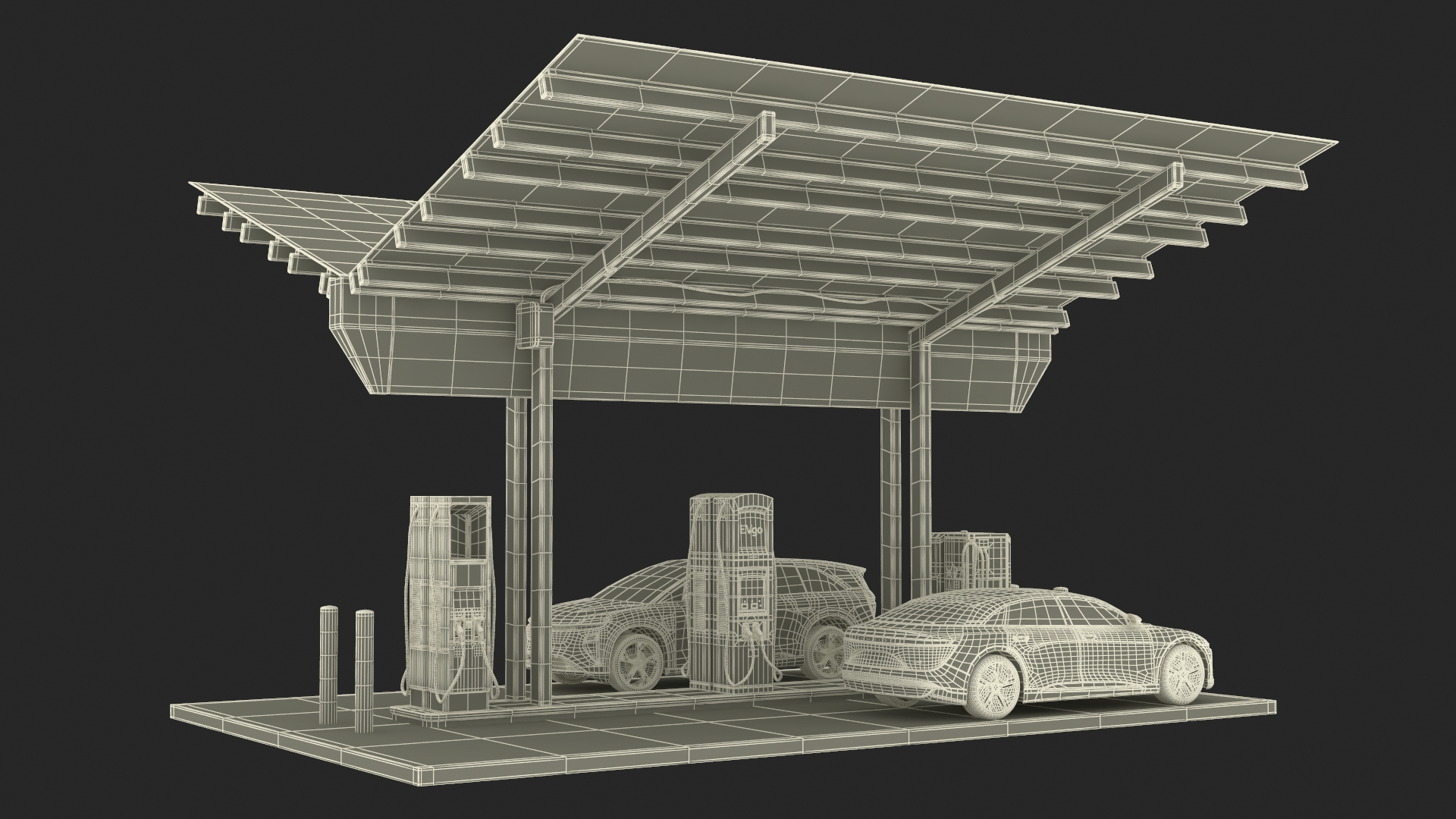 Lucid Electric Cars on EVgo Fast Charging Station 3D model