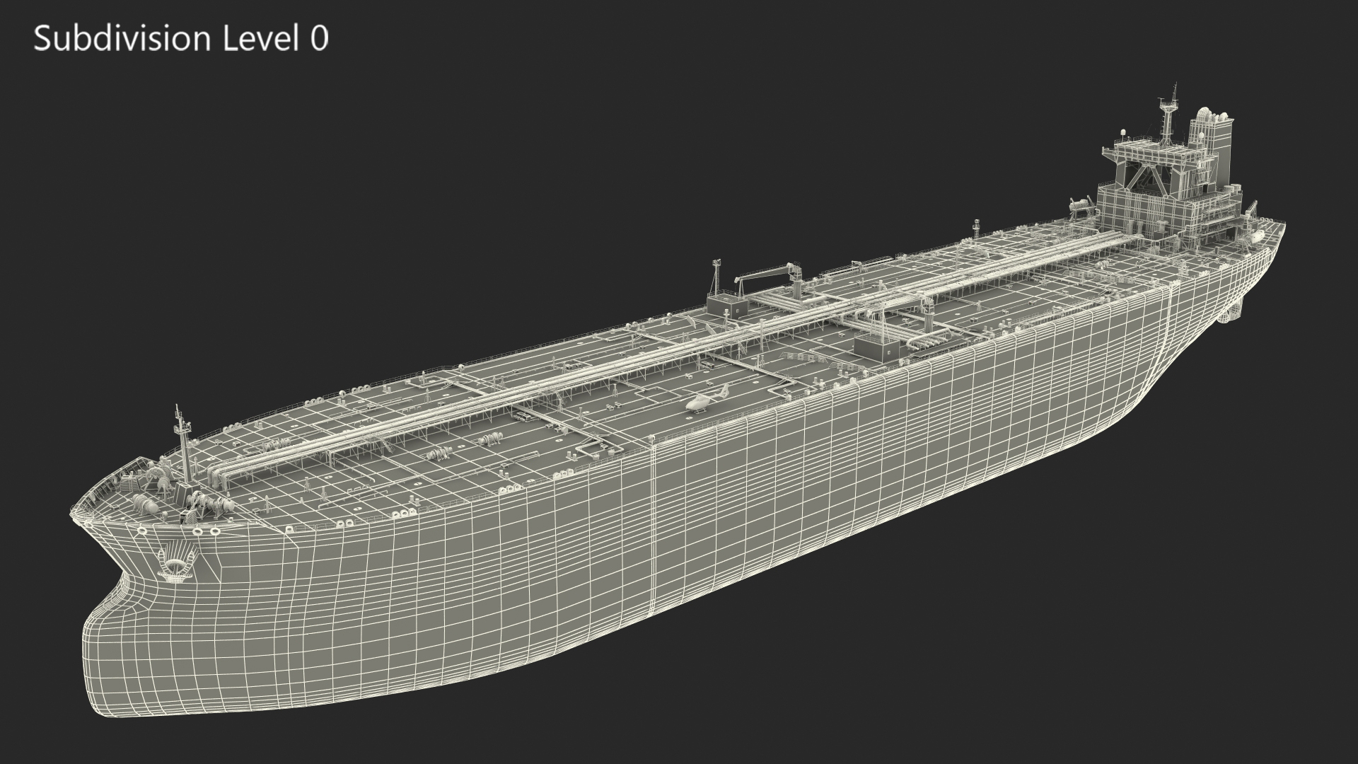 Cargo Oil Supertanker with Helicopter 3D