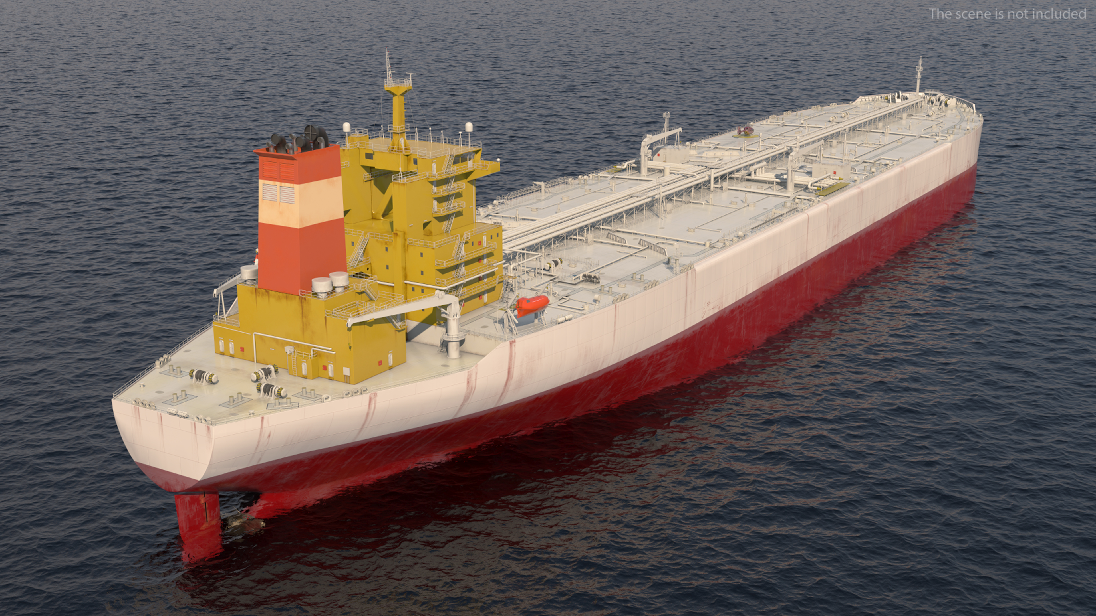 Cargo Oil Supertanker with Helicopter 3D