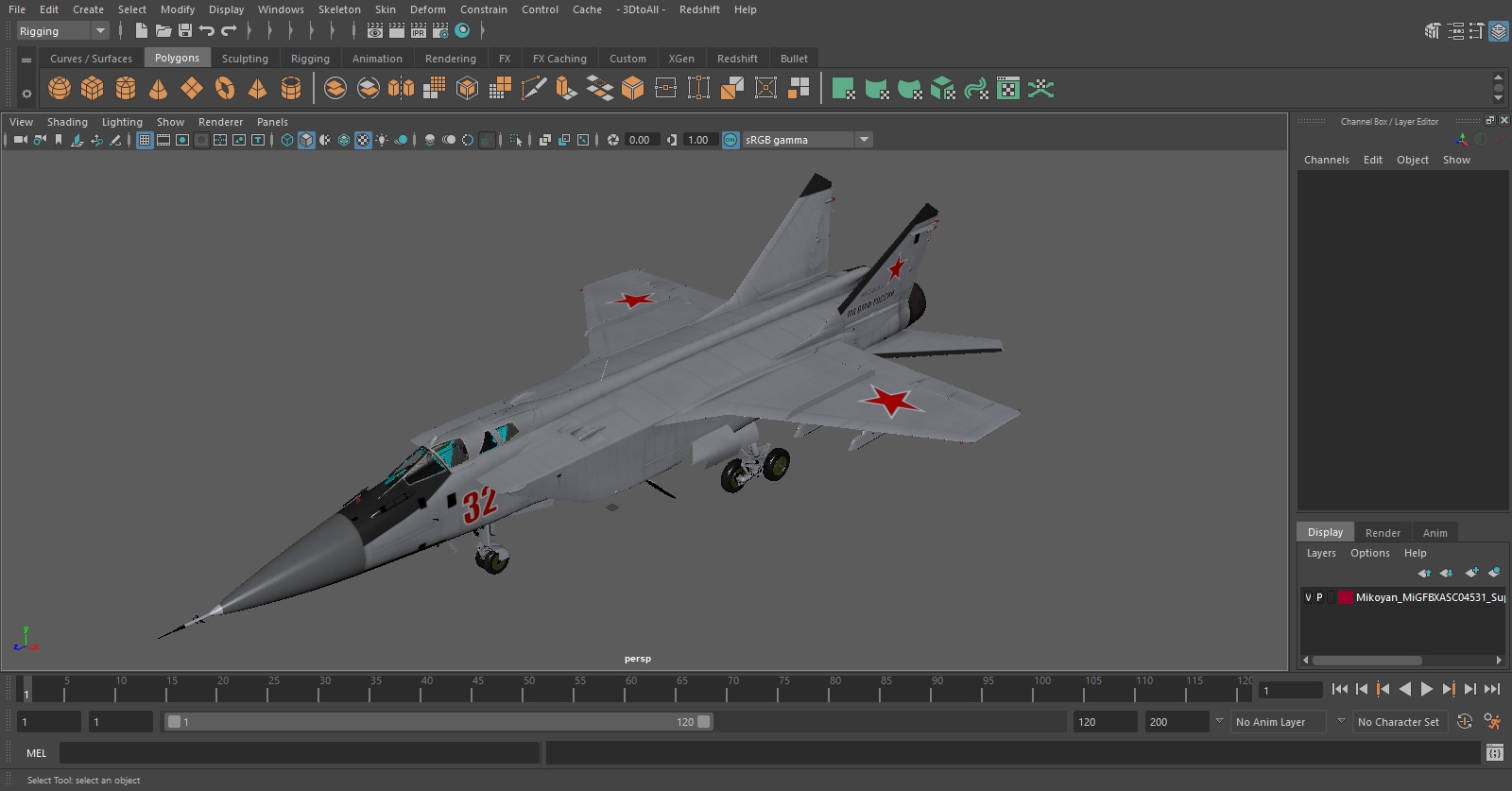 3D Mikoyan MiG-31 Supersonic Interceptor Aircraft