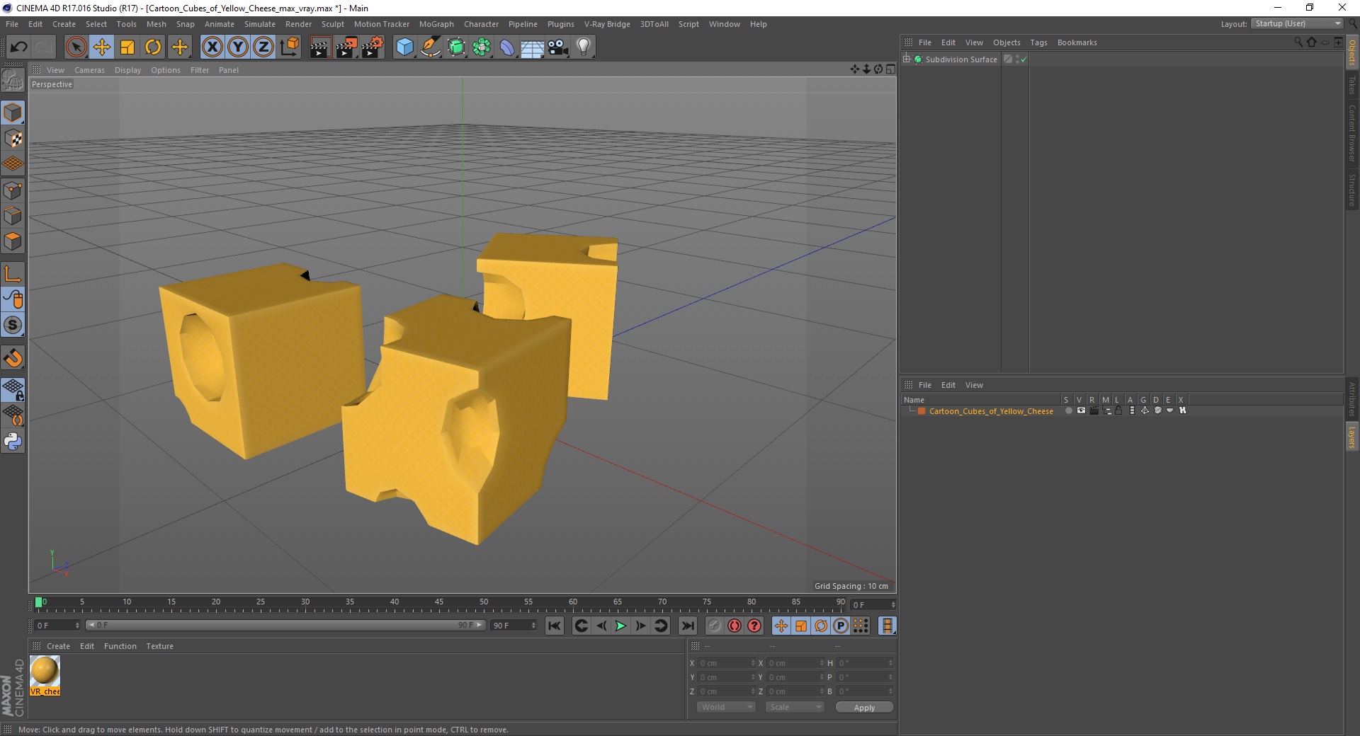 3D model Cartoon Cubes of Yellow Cheese