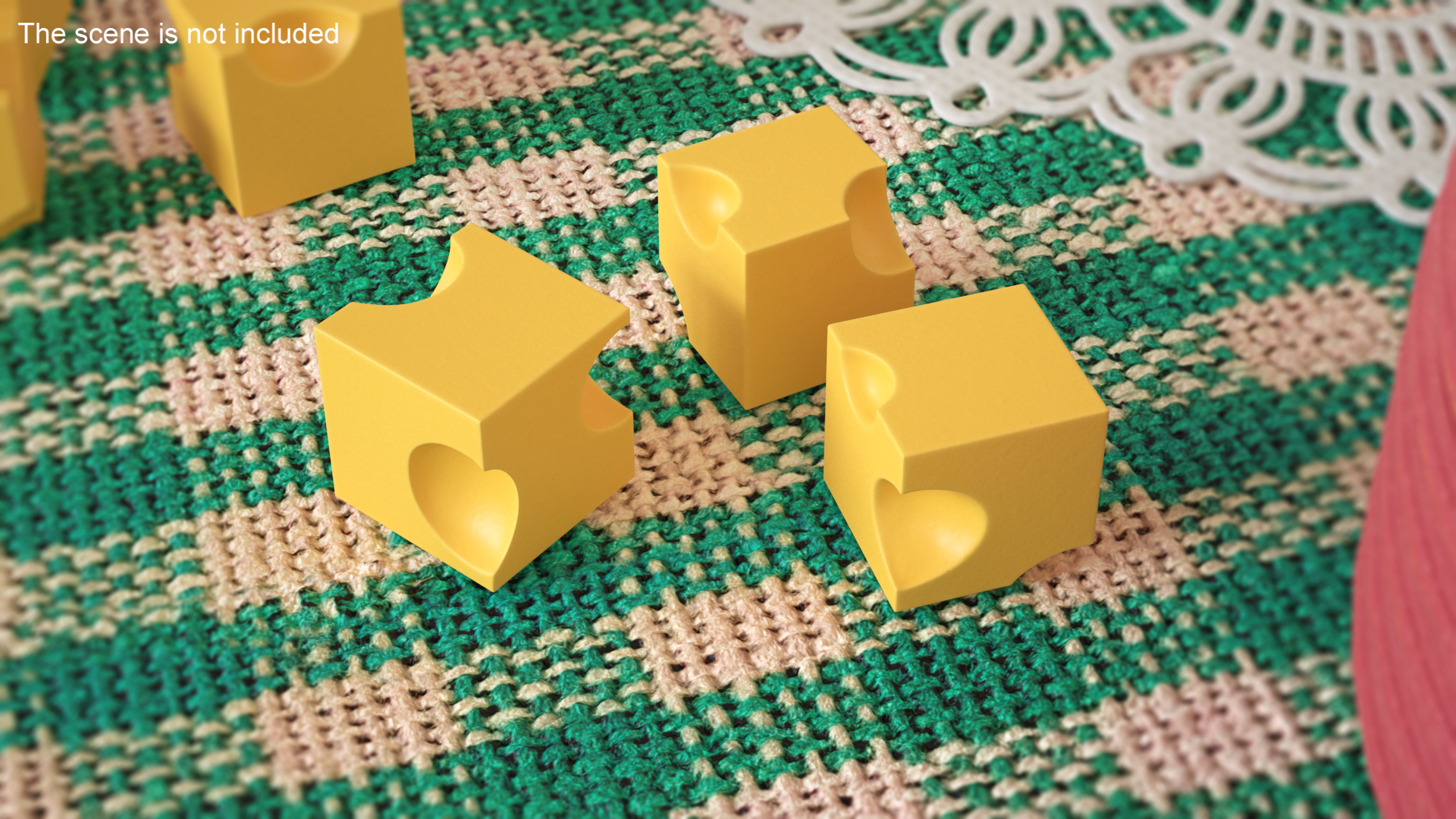 3D model Cartoon Cubes of Yellow Cheese