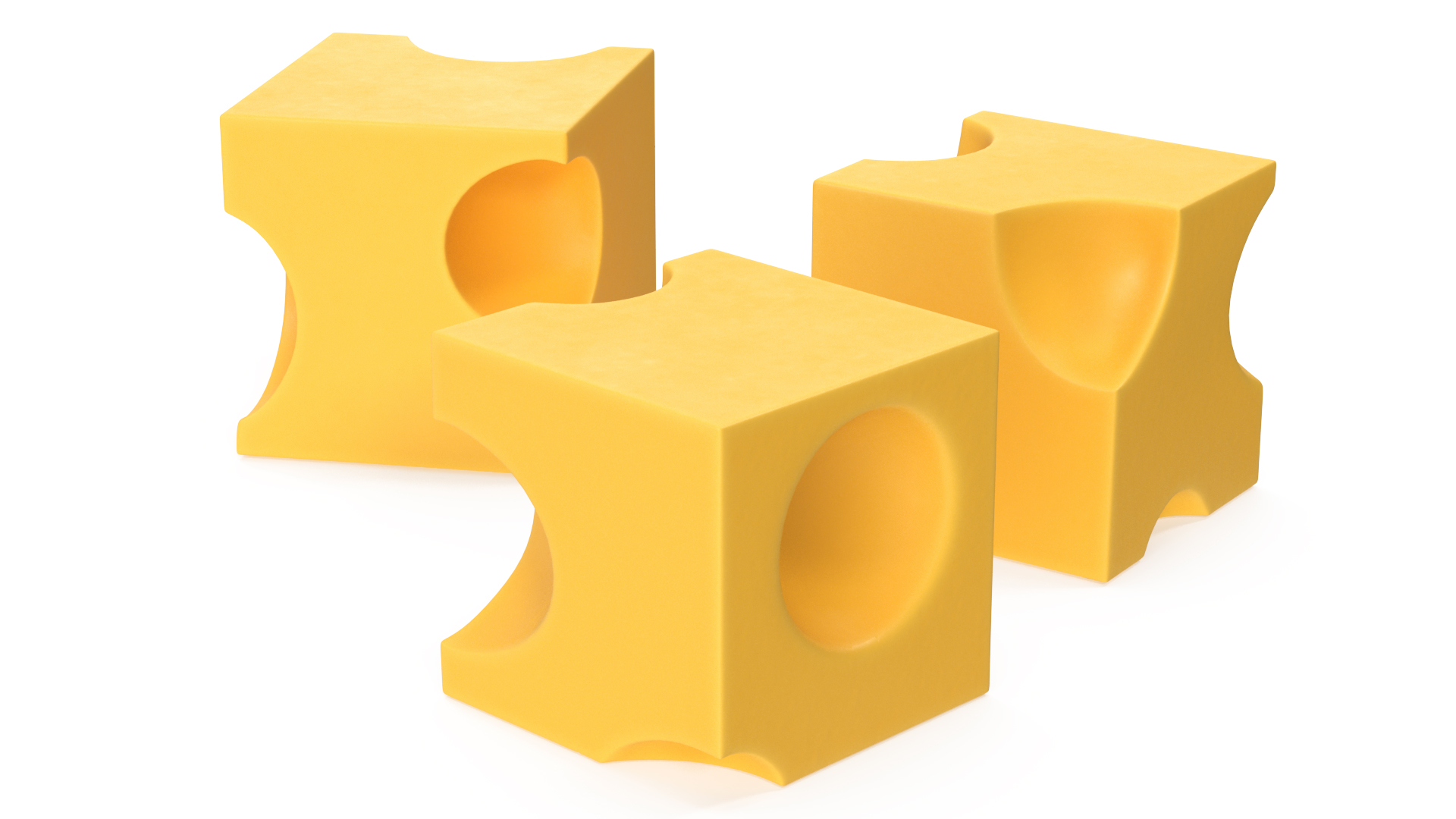 3D model Cartoon Cubes of Yellow Cheese