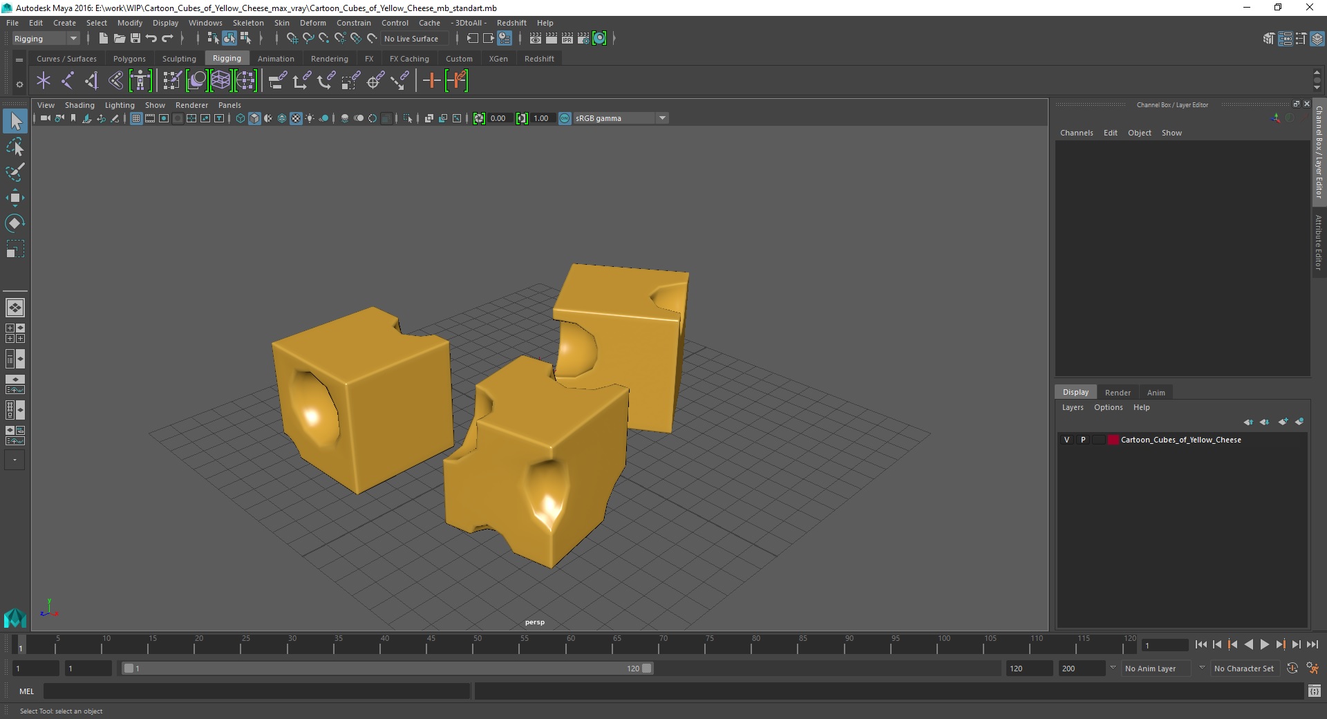 3D model Cartoon Cubes of Yellow Cheese