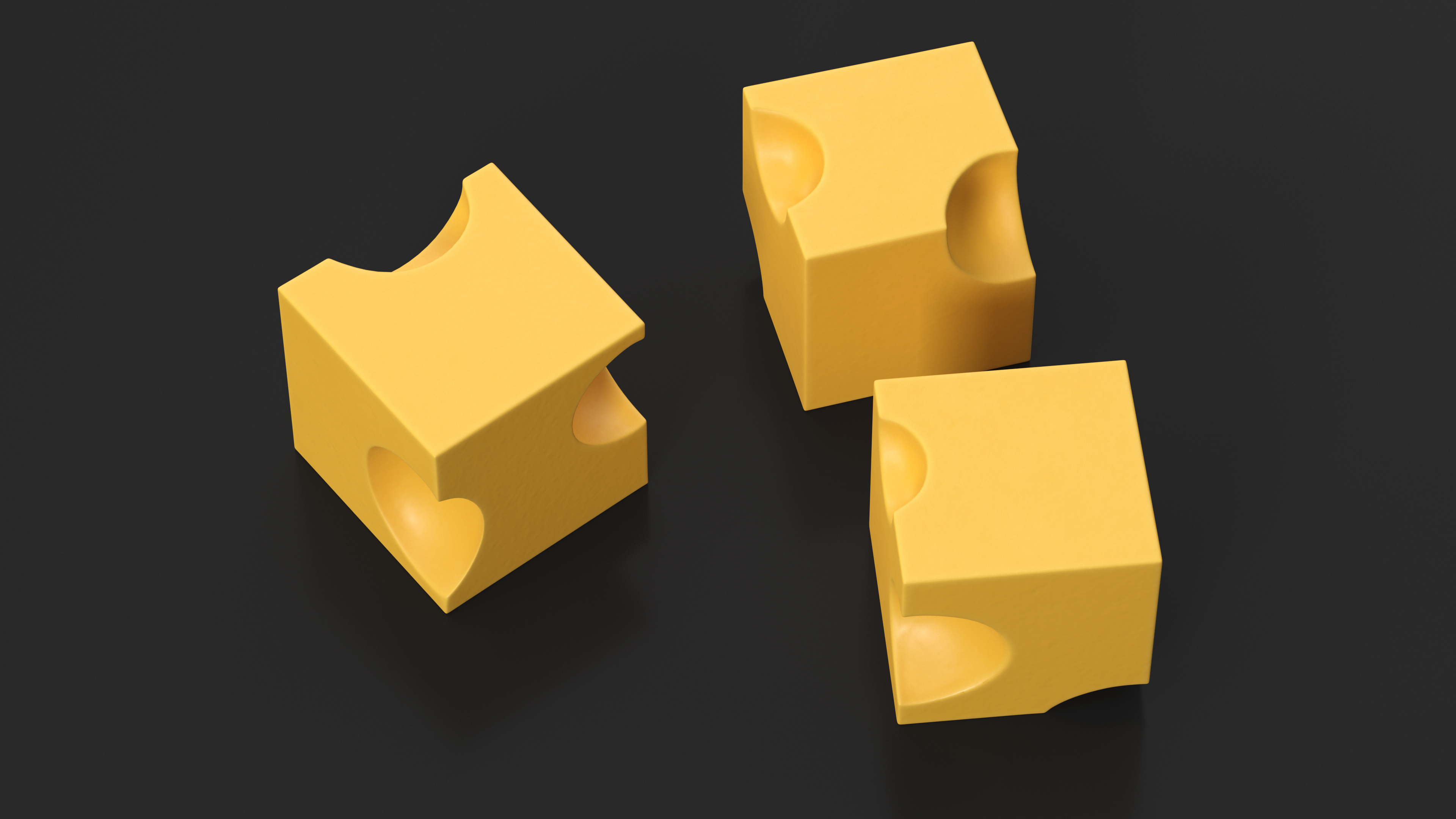 3D model Cartoon Cubes of Yellow Cheese