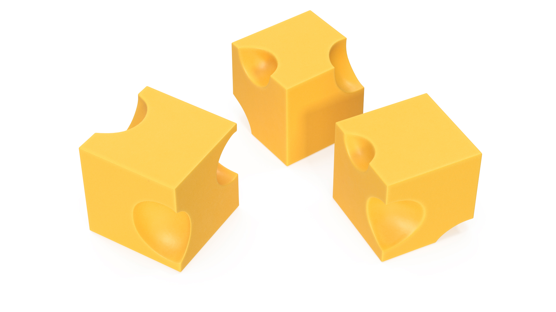 3D model Cartoon Cubes of Yellow Cheese