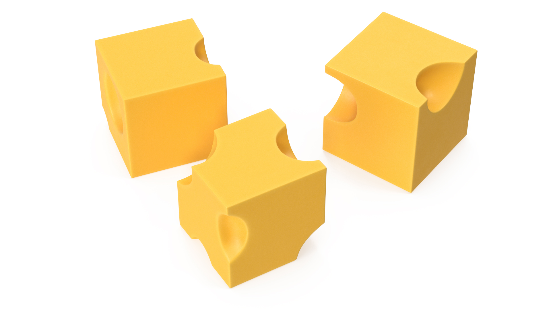 3D model Cartoon Cubes of Yellow Cheese